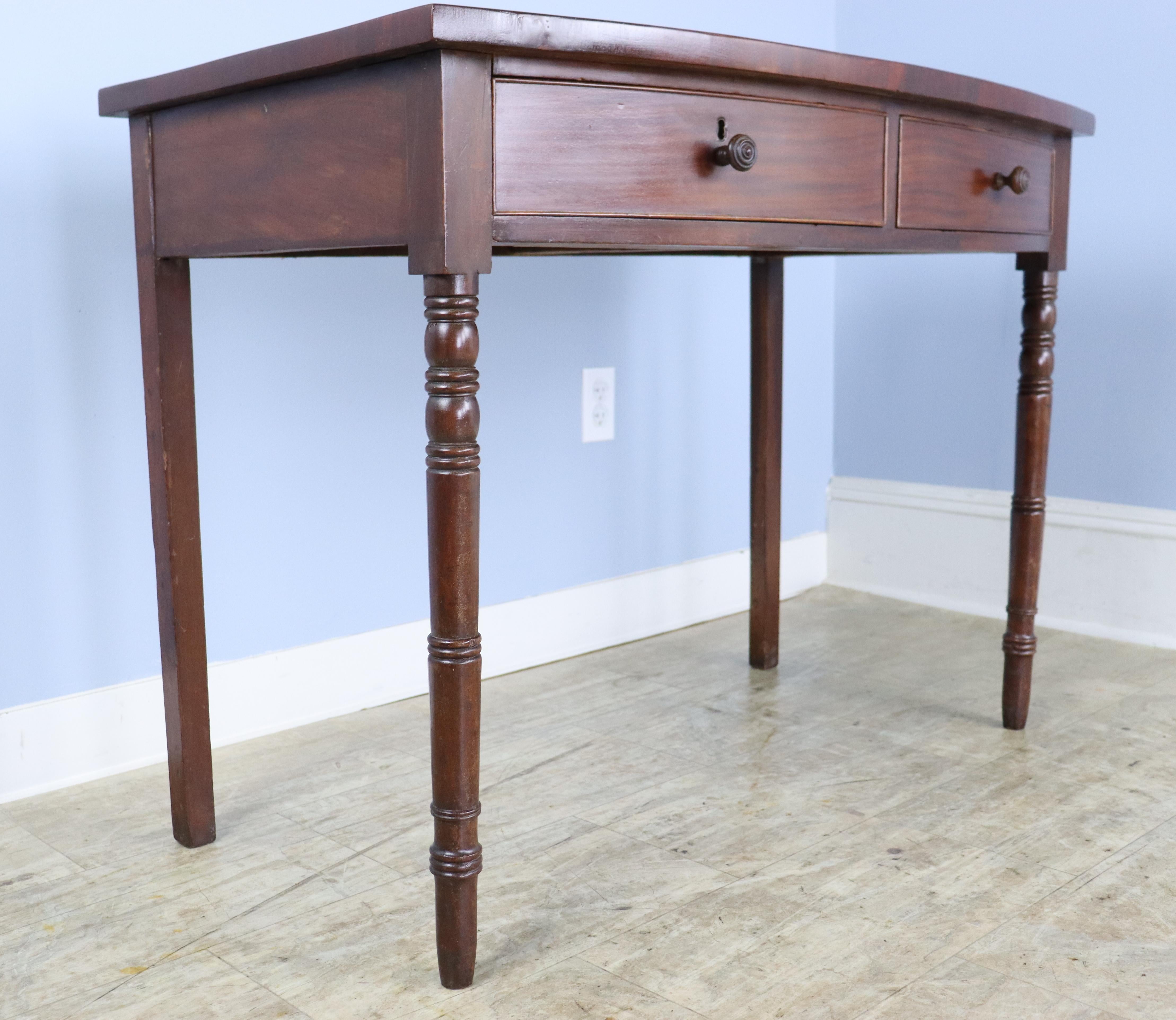 19th Century Late Georgian Two Drawer Bowfront Server or Desk For Sale