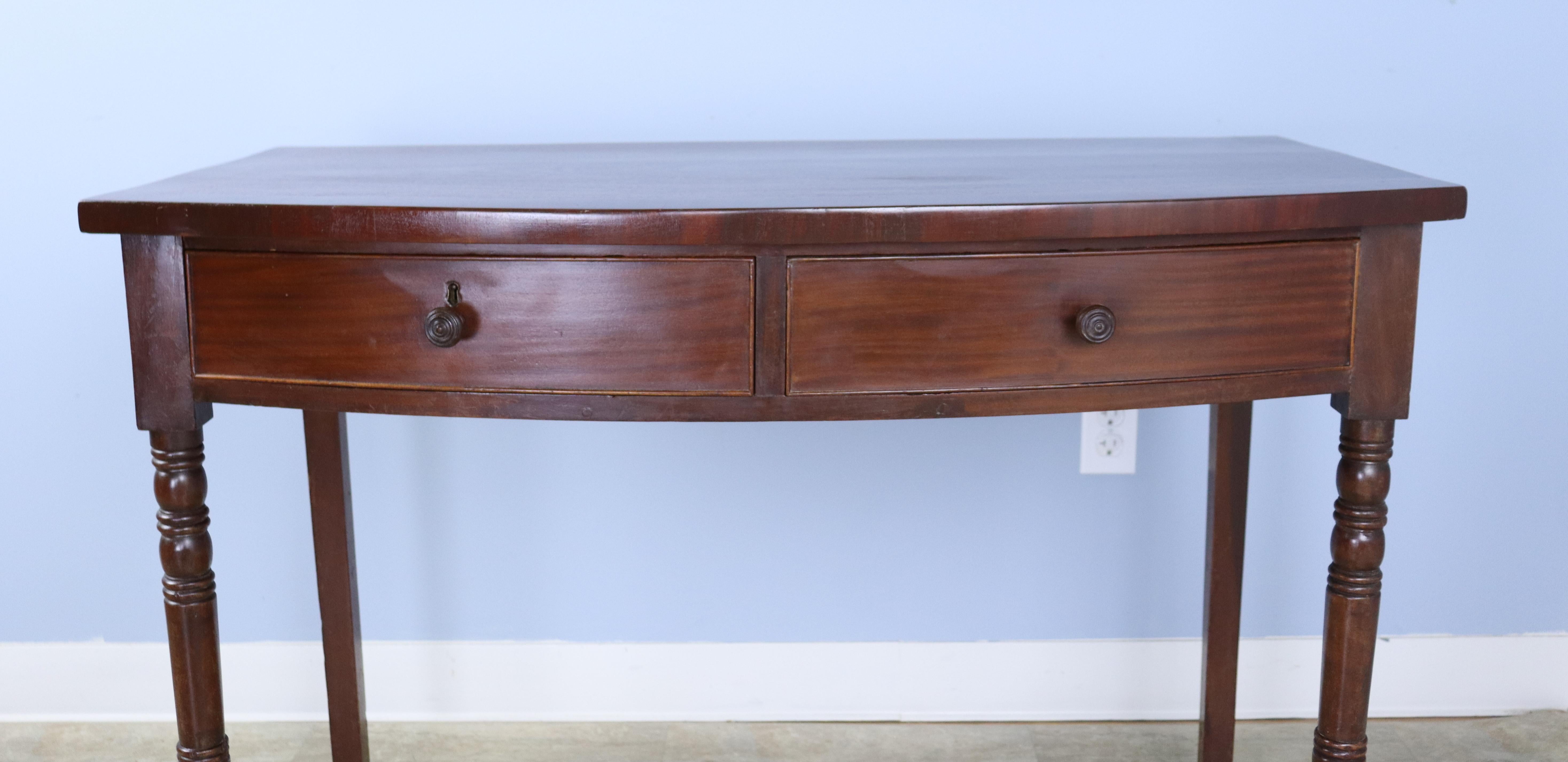 Mahogany Late Georgian Two Drawer Bowfront Server or Desk For Sale