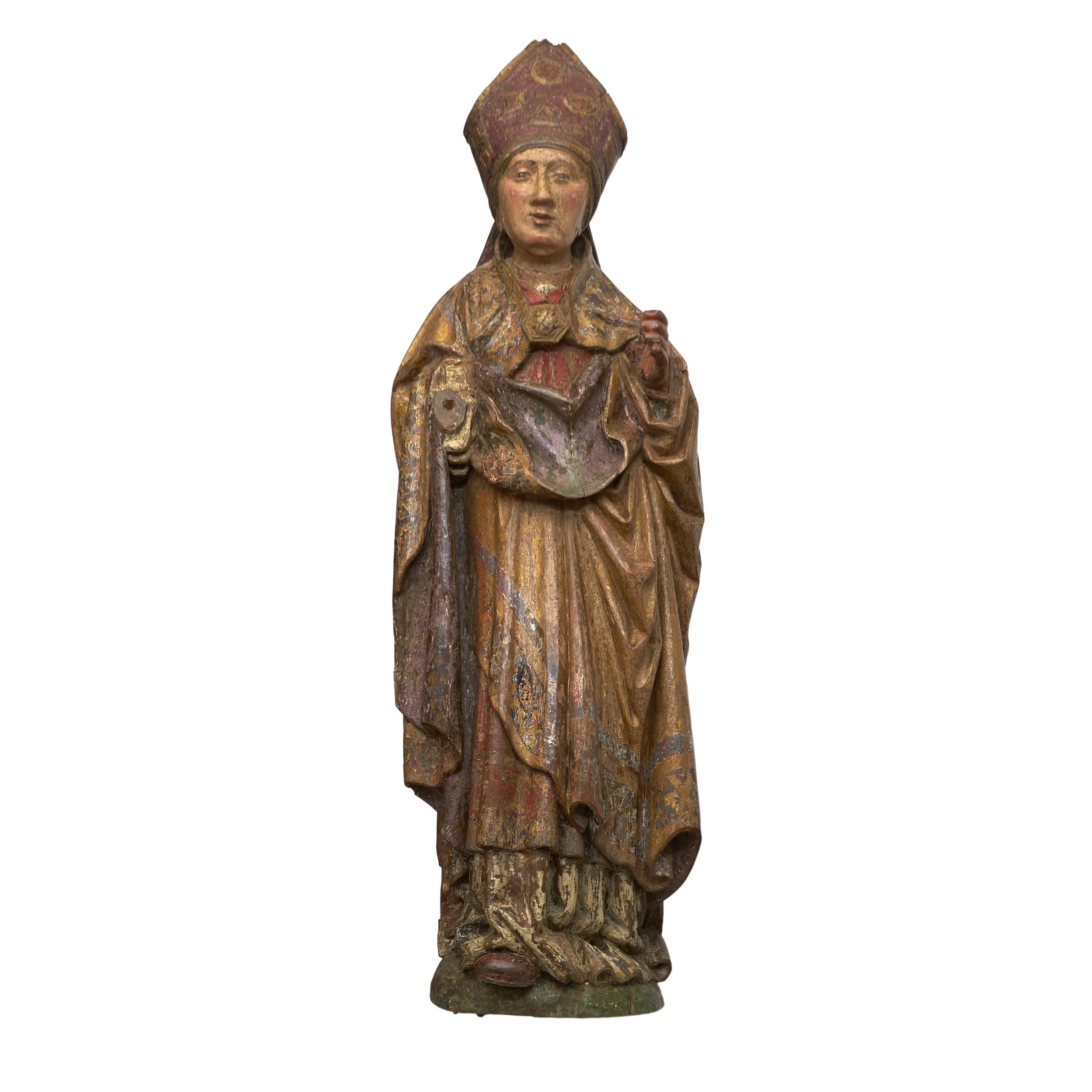 Late Gothic Figure of a Bishop For Sale