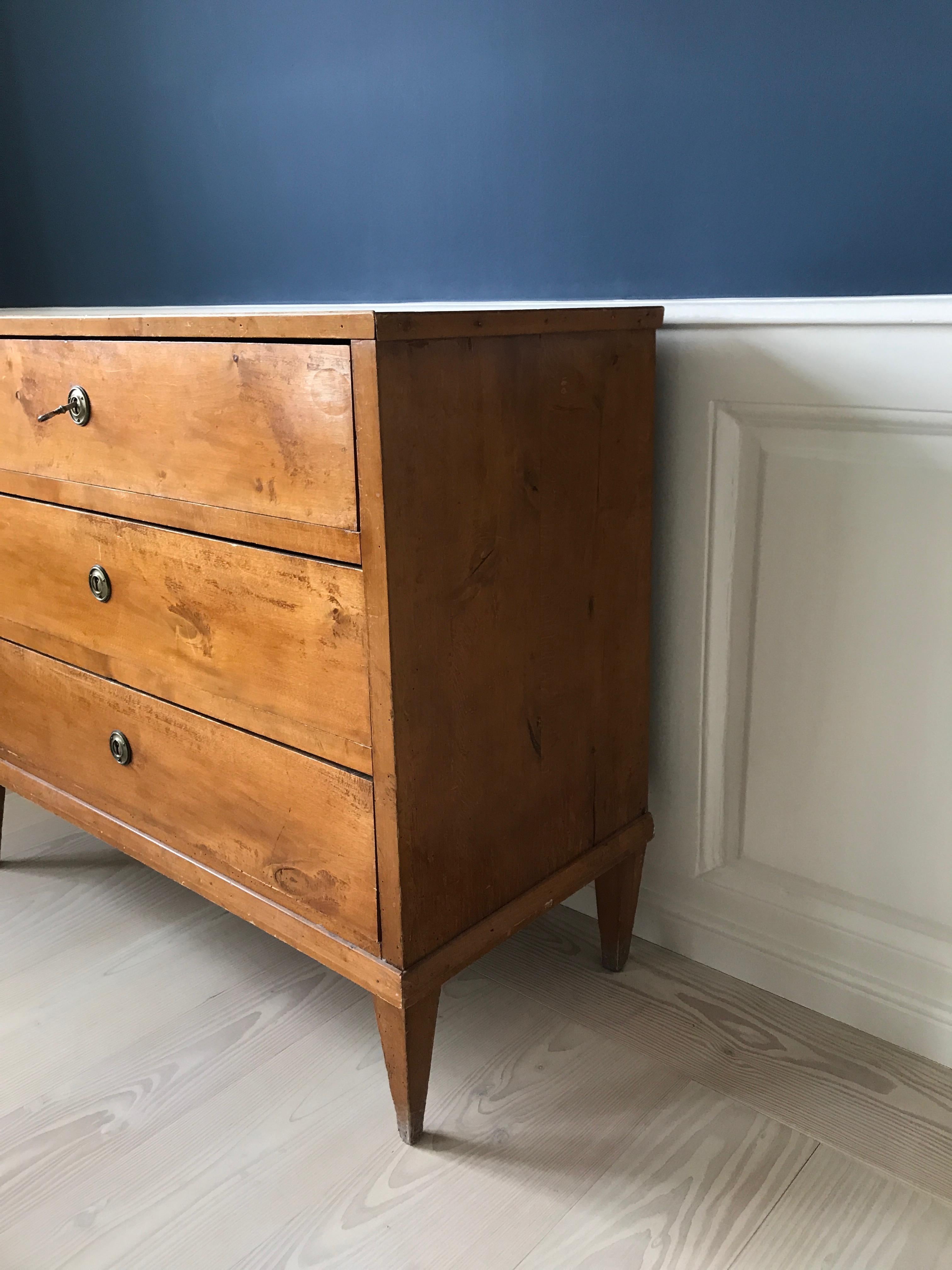 Late Gustavian 19th Century Swedish Chest in Birch with Drawers For Sale 3