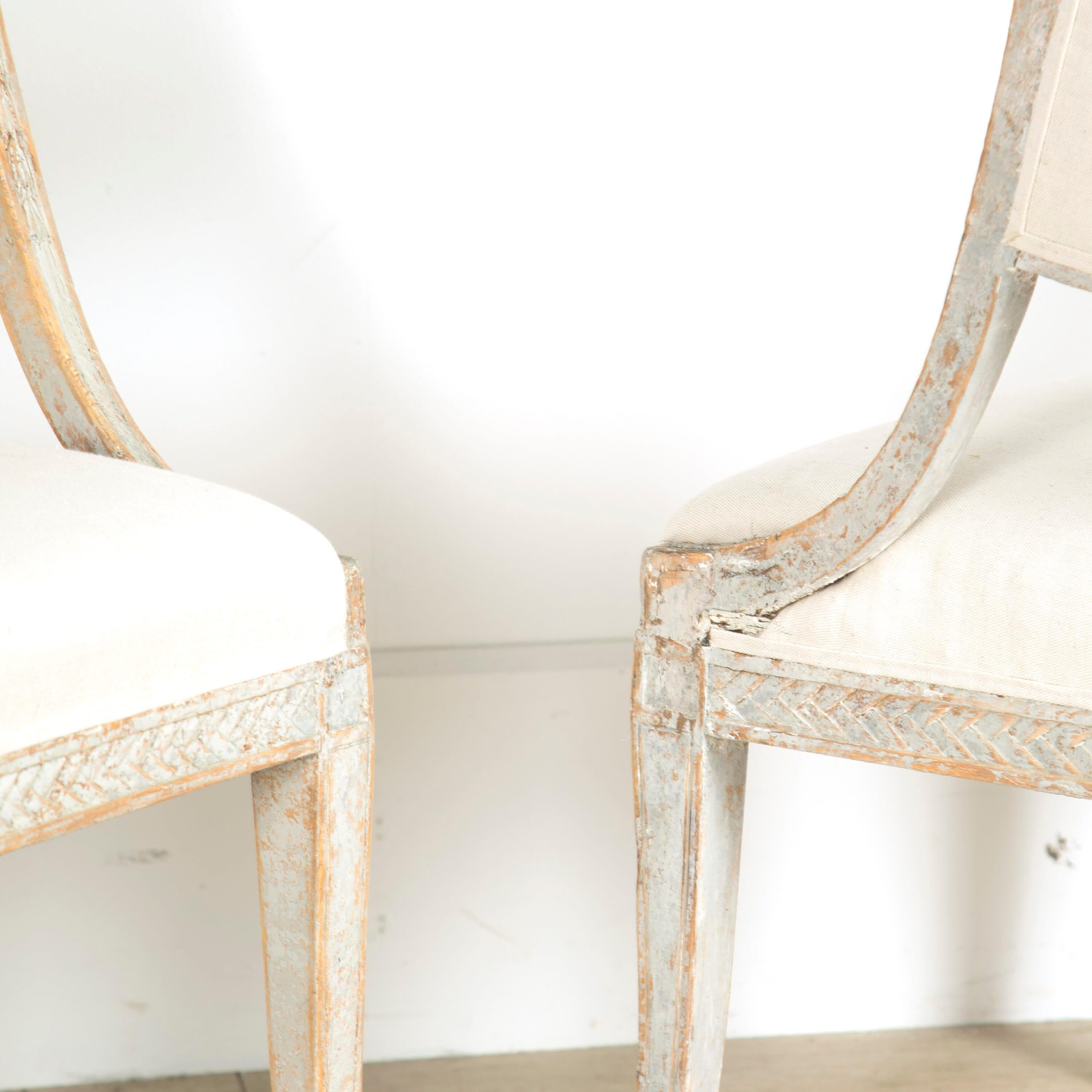 Painted Late Gustavian Barrel Back Armchairs