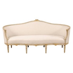 Late Gustavian Barrel-Back Upholstered Swedish Sofa from the Early 19th Century
