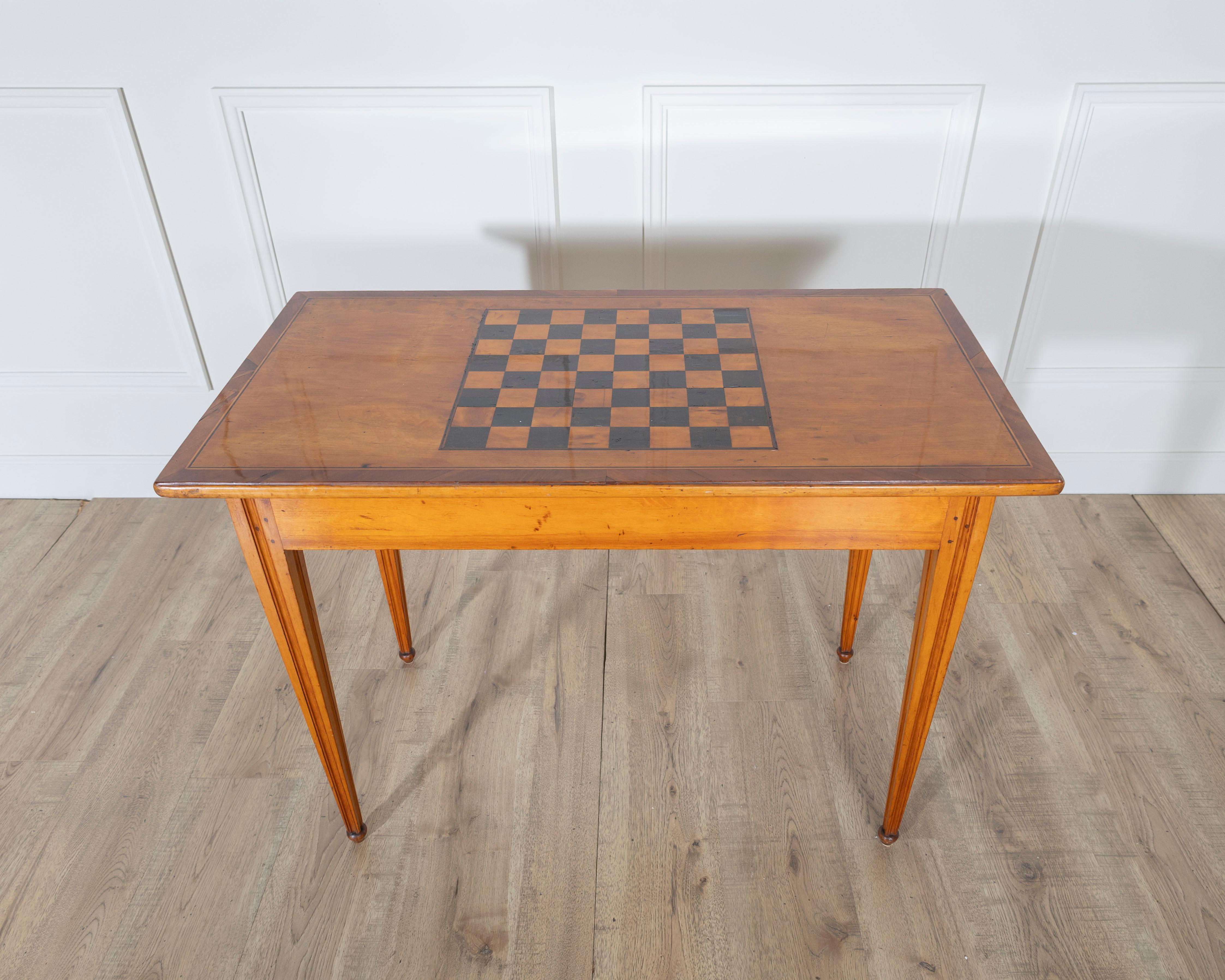 Swedish Late Gustavian Cherry and Nutwood Game Table with Checkerboard and Backgammon For Sale