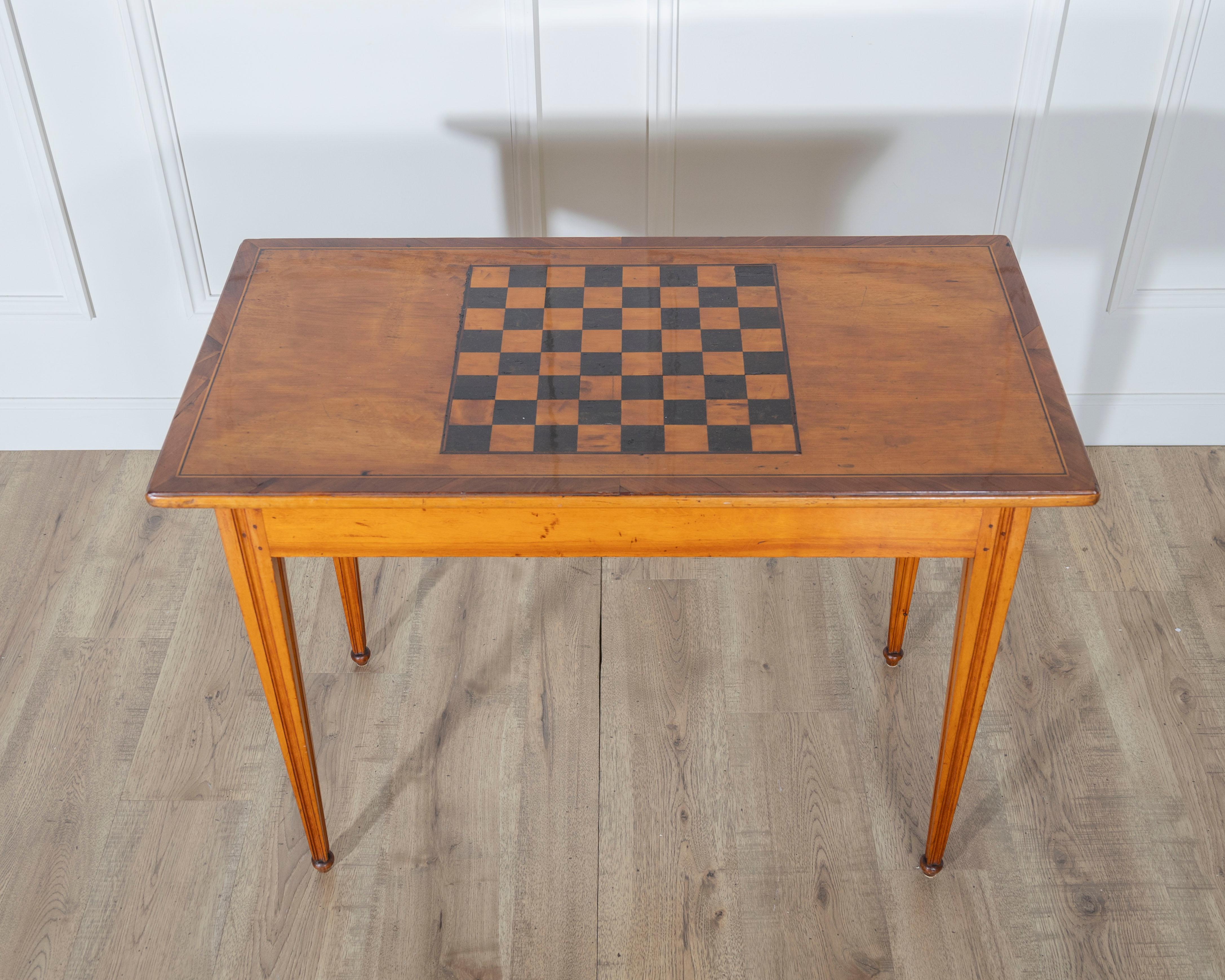 Late Gustavian Cherry and Nutwood Game Table with Checkerboard and Backgammon In Good Condition For Sale In Atlanta, GA