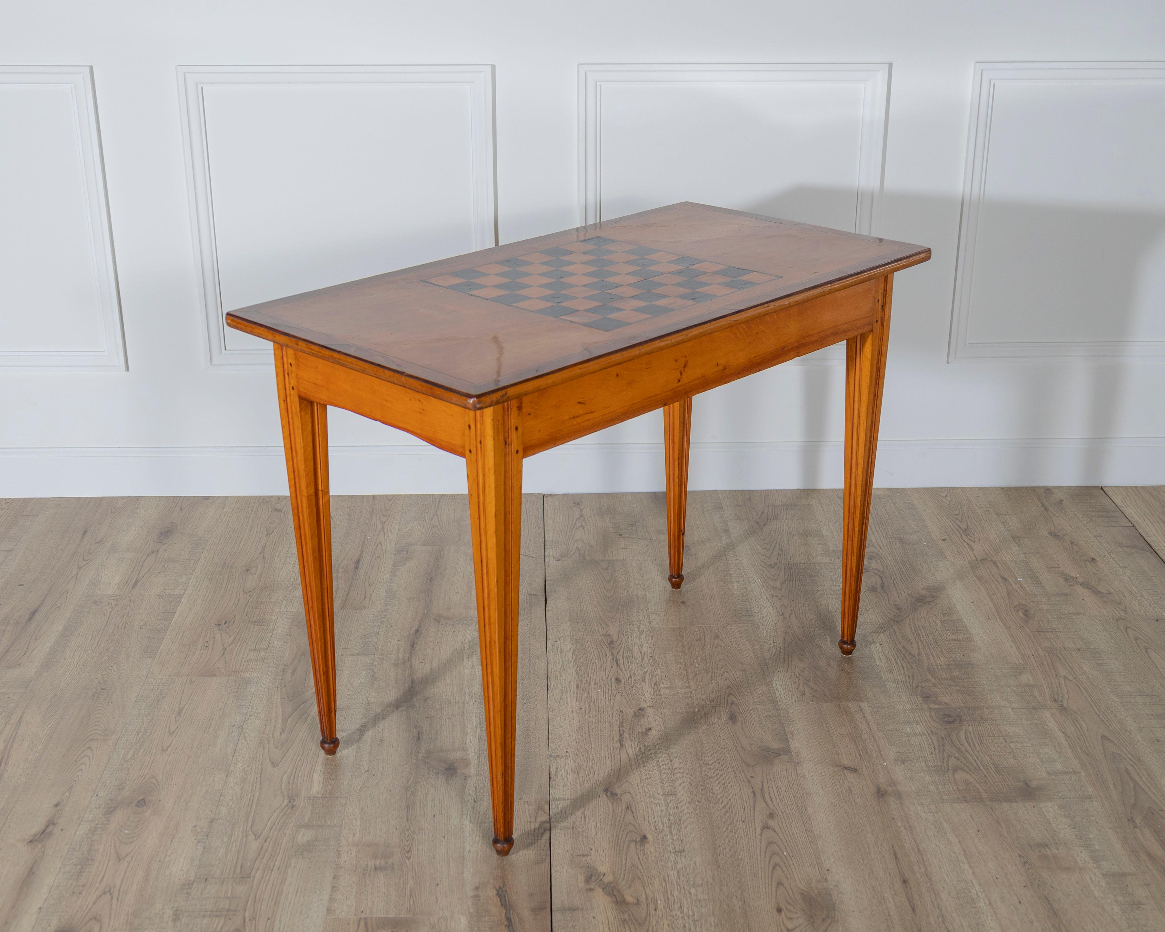 19th Century Late Gustavian Cherry and Nutwood Game Table with Checkerboard and Backgammon For Sale