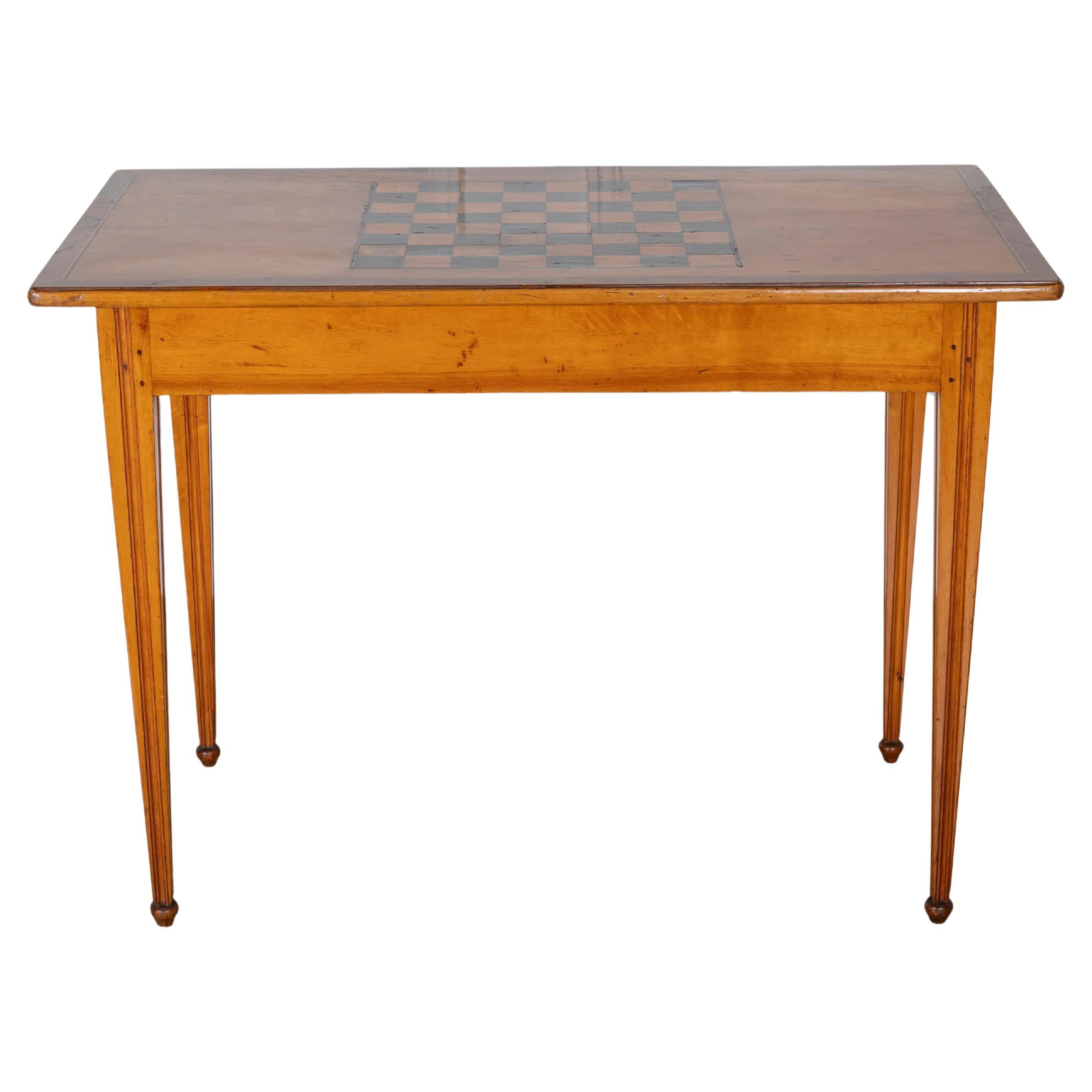 Late Gustavian Cherry and Nutwood Game Table with Checkerboard and Backgammon For Sale