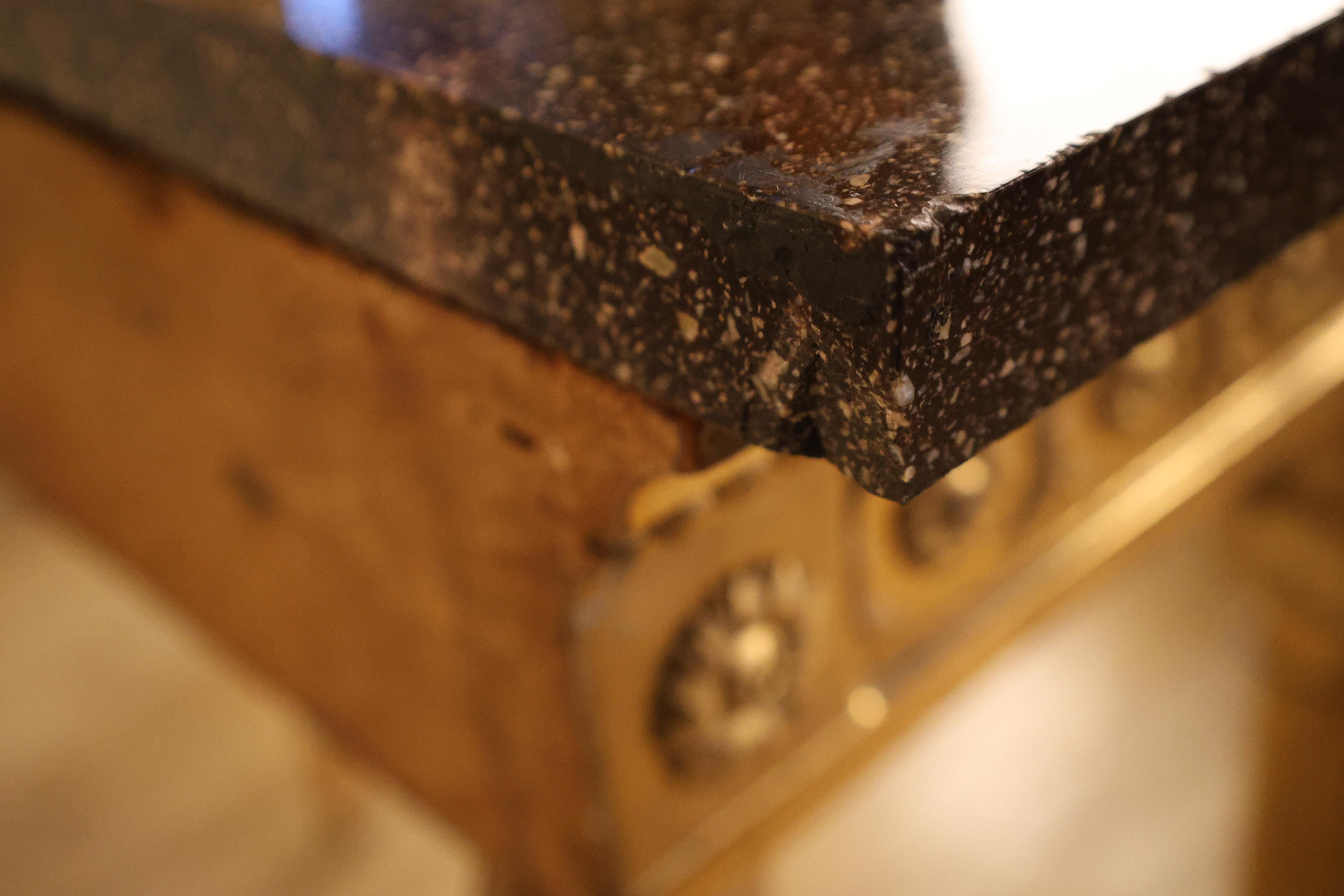 Late Gustavian Gilt Console Table with Porphyry Top, Circa 1800 For Sale 1