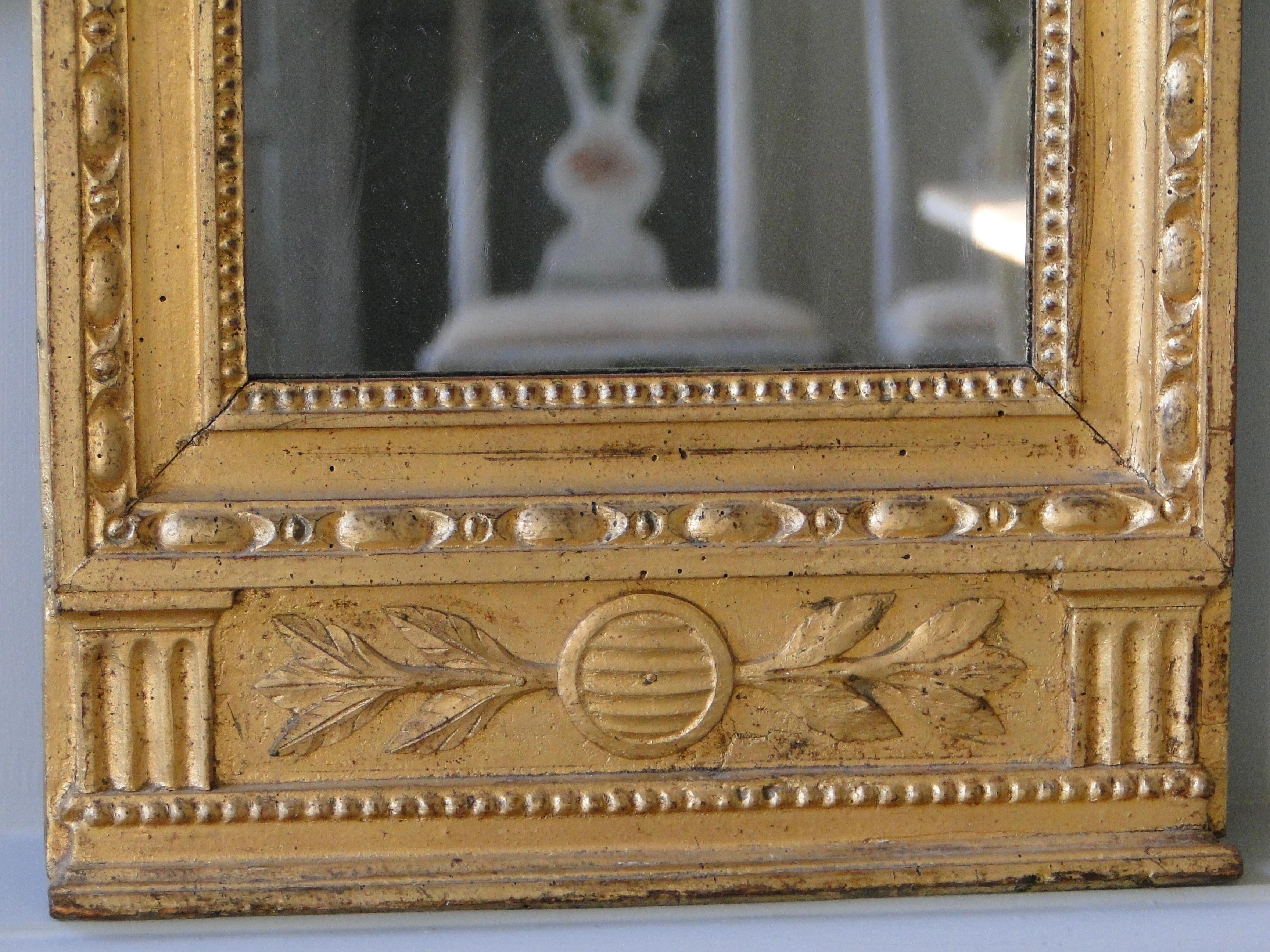  Late Gustavian Mirror with Painting on Paper Late 18th-Early 19th Century In Fair Condition For Sale In Sames, FR