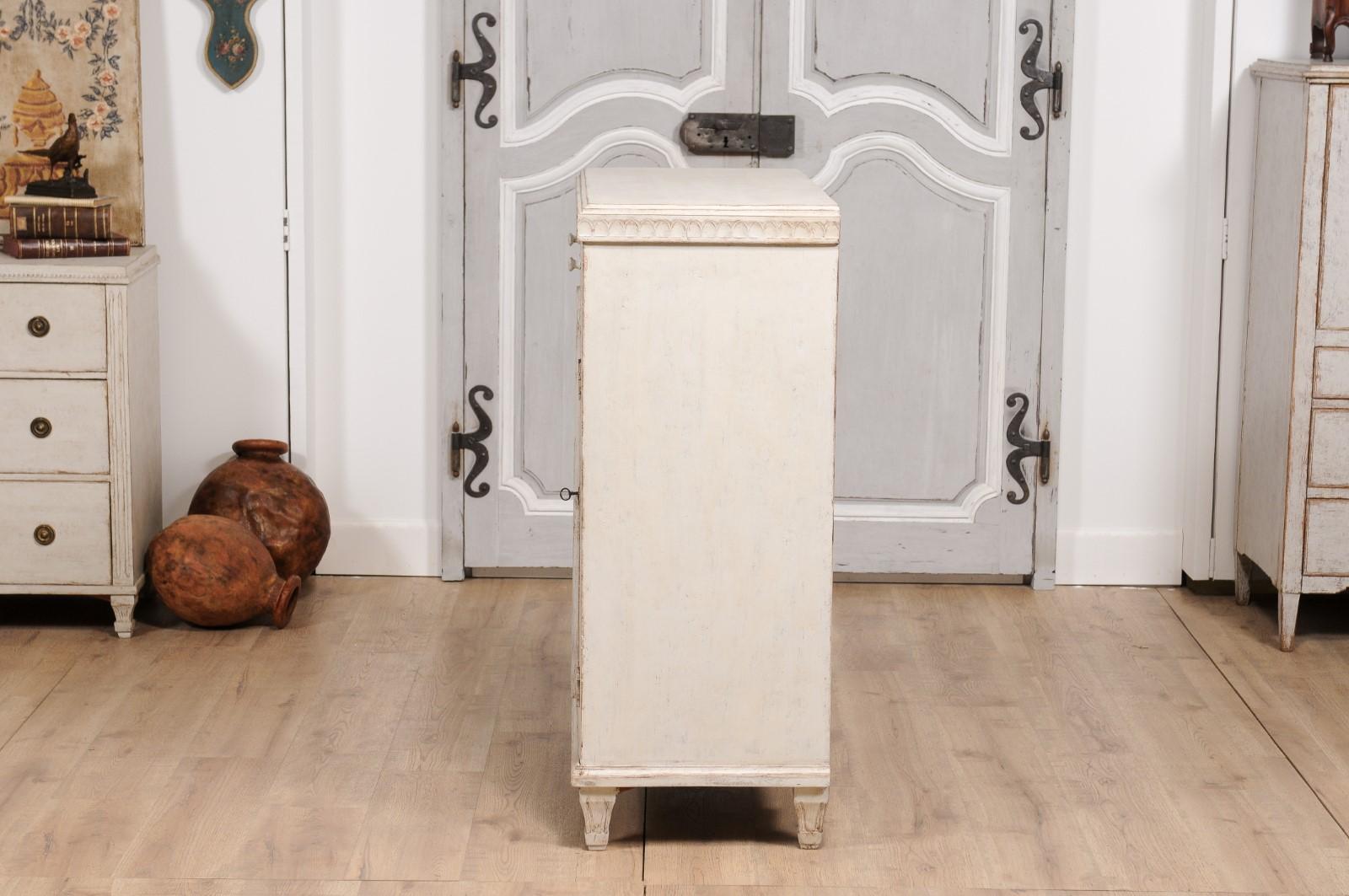 Late Gustavian Period 1820s Swedish Light Grey Painted and Carved Sideboard 8
