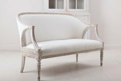 Late Gustavian Style Swedish Barrel Back Sofa Bench in Original Paint