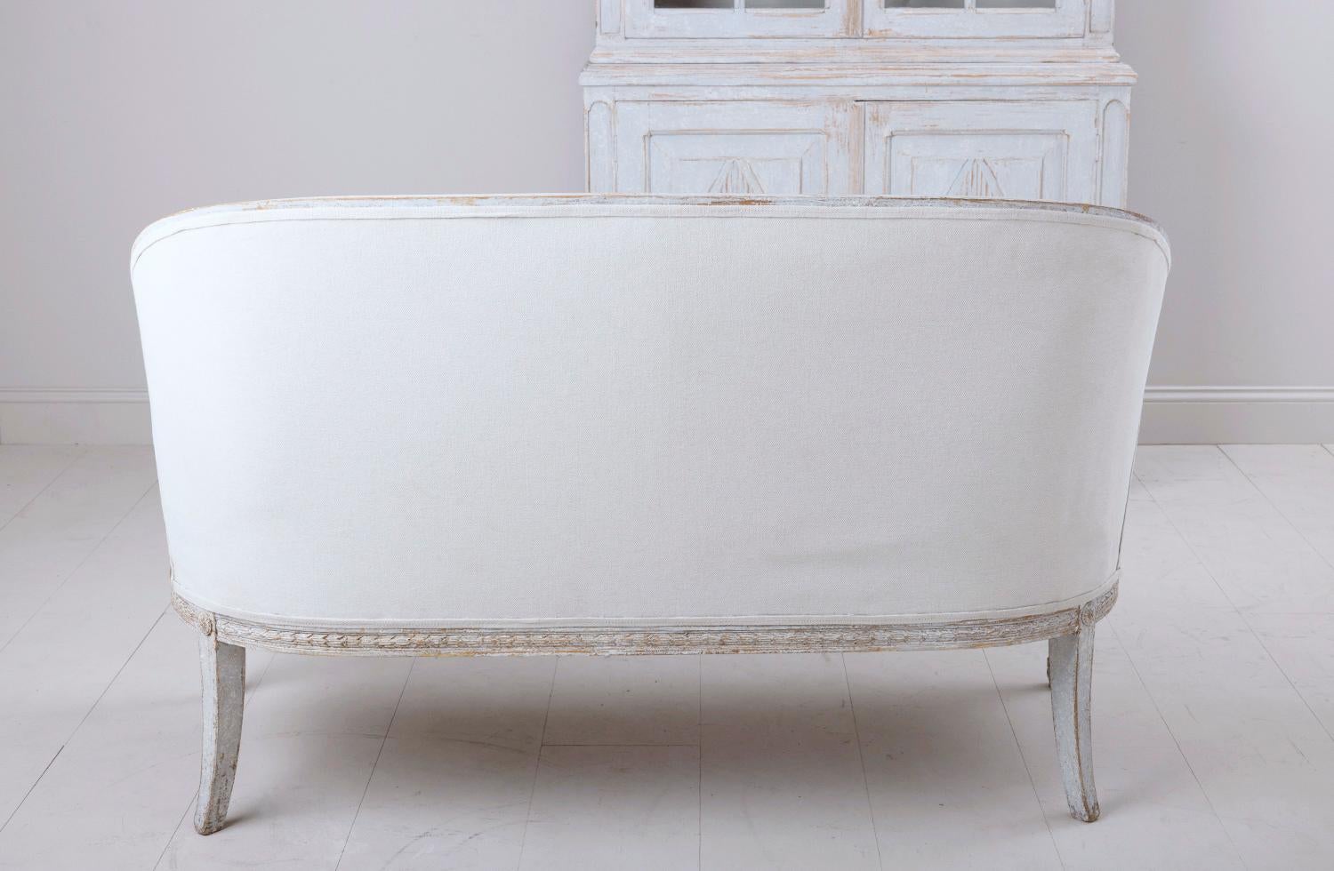 Late Gustavian Style Swedish Barrel Back Sofa Bench in Original Paint 3