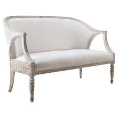 Late Gustavian Style Swedish Barrel Back Sofa Bench in Original Paint
