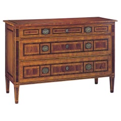 Late Italian 18th Century Wood Verona Chest with Yew and Rosewood Veneers
