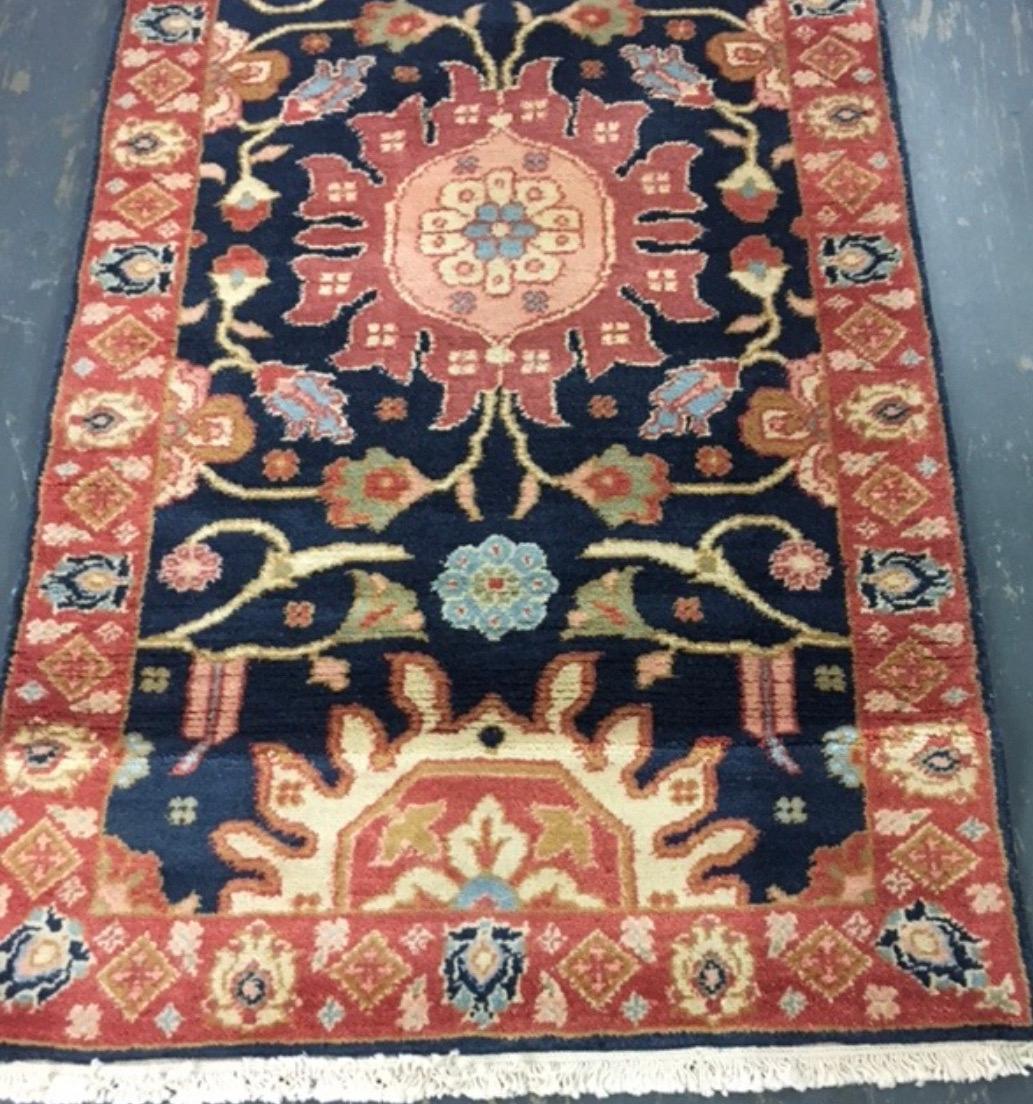 New Extra Long & Narrow Navy Blue Tribal Persian Style Runner Rug 2.7 x 36.3 ft (Stammeskunst) im Angebot