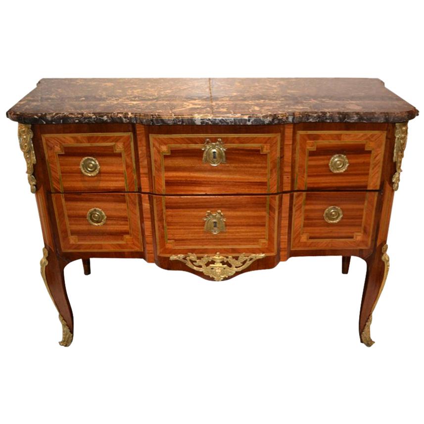 Late Louis XV Period Inlaid Commode Stamped JME and Schlichtig