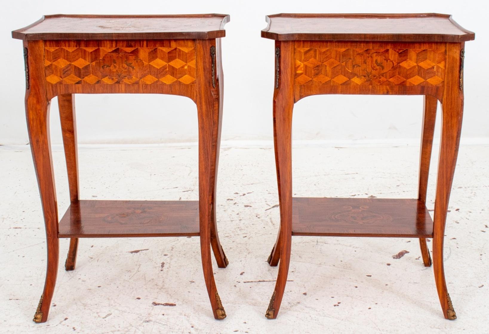 Late Louis XV Style Marquetry Tables, Pair For Sale 4