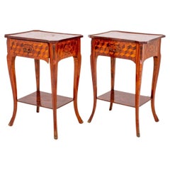 Vintage Late Louis XV Style Marquetry Tables, Pair