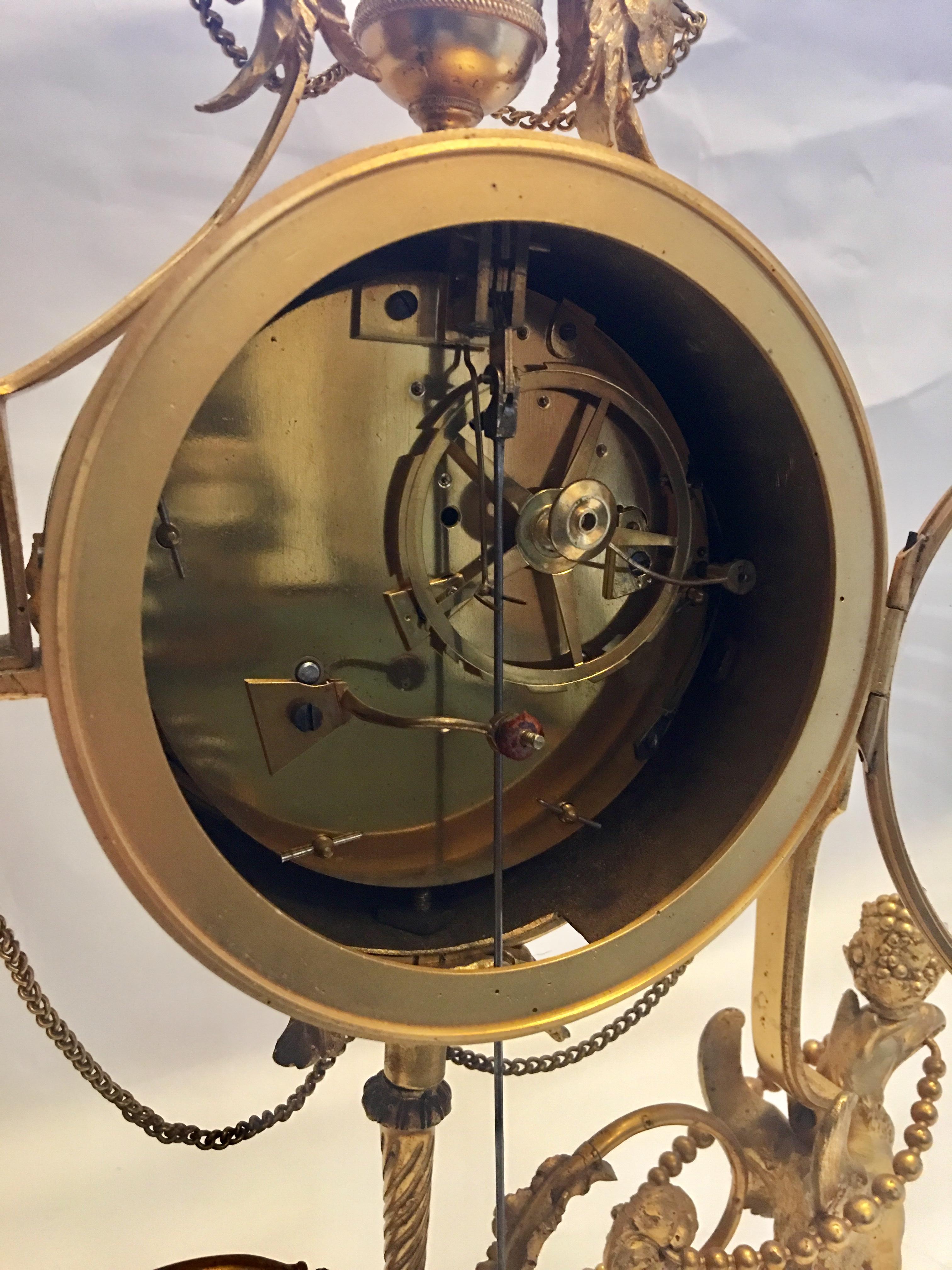 19th Century Late Louis XVI Ormolu and White Marble Striking Mantel Clock 2