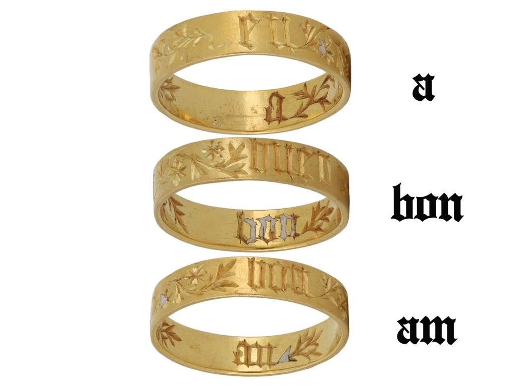 Gravierter Posy-Ring aus dem späten Mittelalter, „For Good Love“, ca. 15. Jahrhundert. im Zustand „Gut“ im Angebot in London, GB