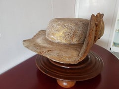 Late Medieval French Carved Wooden Hat St. James Gilded