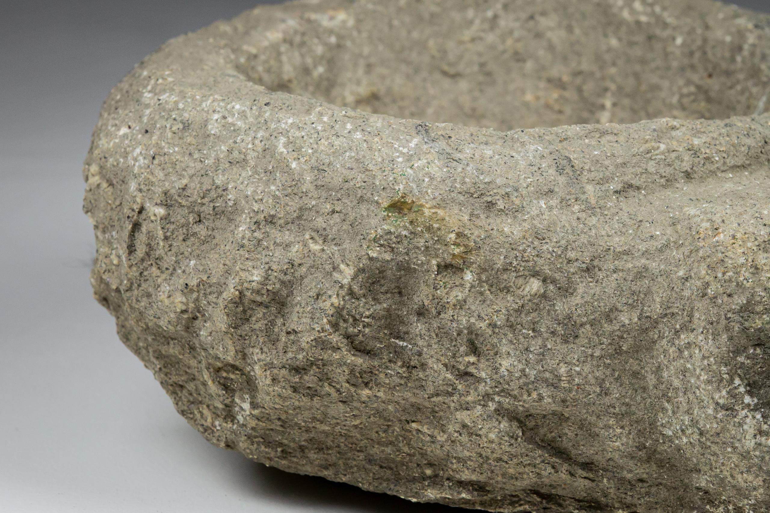 Late Medieval Granite Benitier or Stoup with Primitive Head as the Water Spout For Sale 3