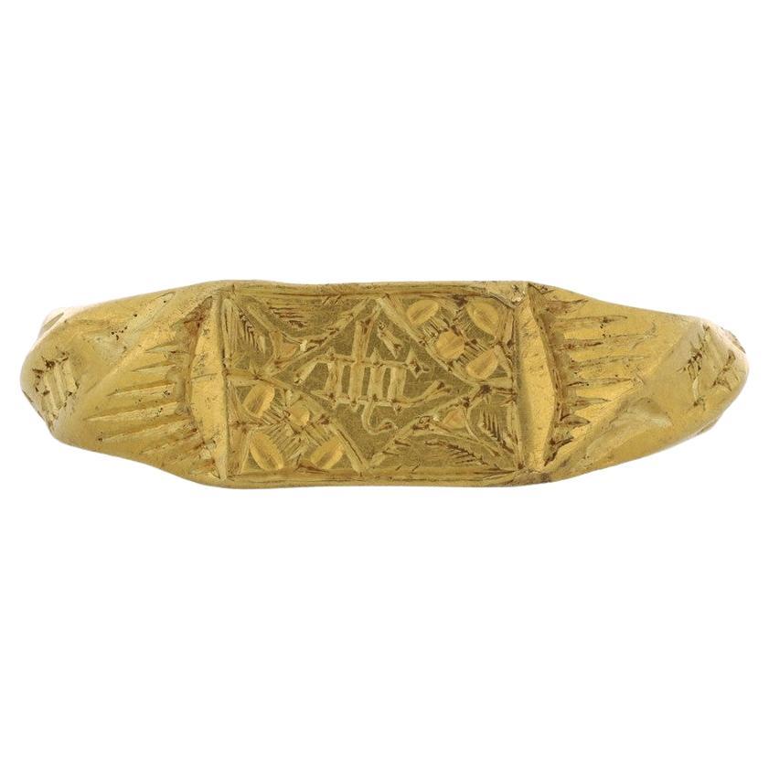 Late Medieval Iconographic Ring, circa 15th Century For Sale
