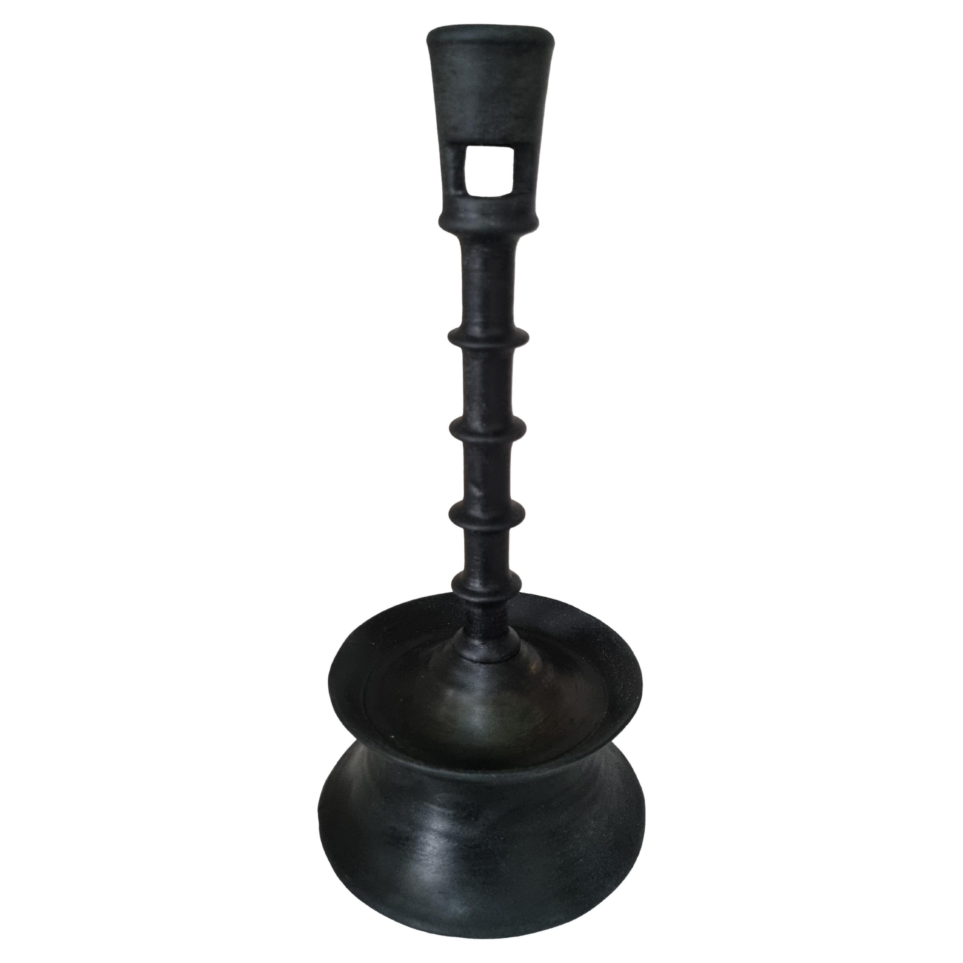 Late-Medieval Knopped Bronze Candlestick  Bell Base, Netherlands, 15th Century For Sale