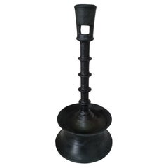 Late-Medieval Knopped Bronze Candlestick  Bell Base, Netherlands, 15th Century