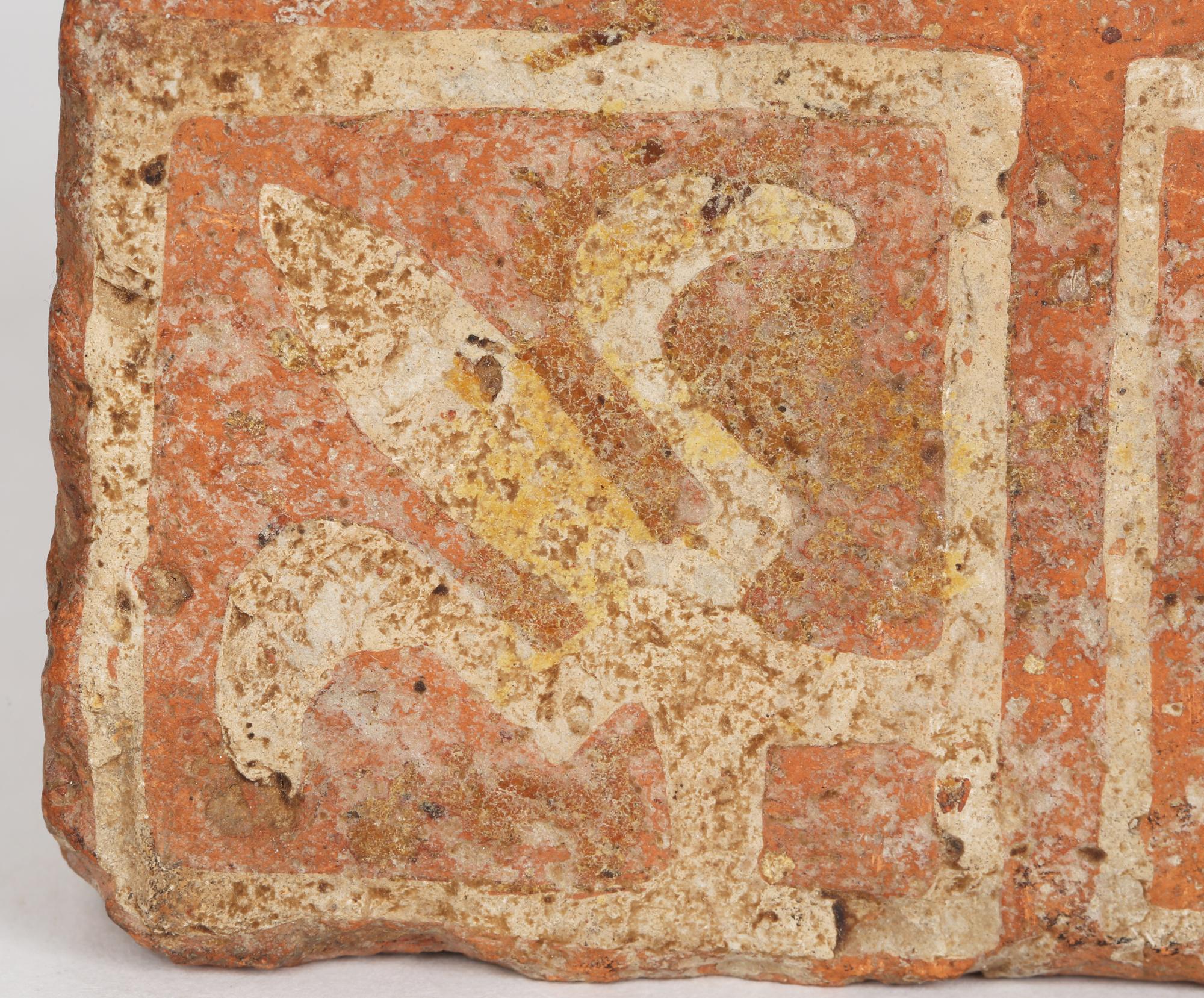 Late Medieval Terracotta Tile with Fleur De Lis Pattern In Good Condition In Bishop's Stortford, Hertfordshire