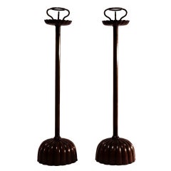 Late Meiji Pair of Copper Shokudai 'Candlestick' for Altar Use