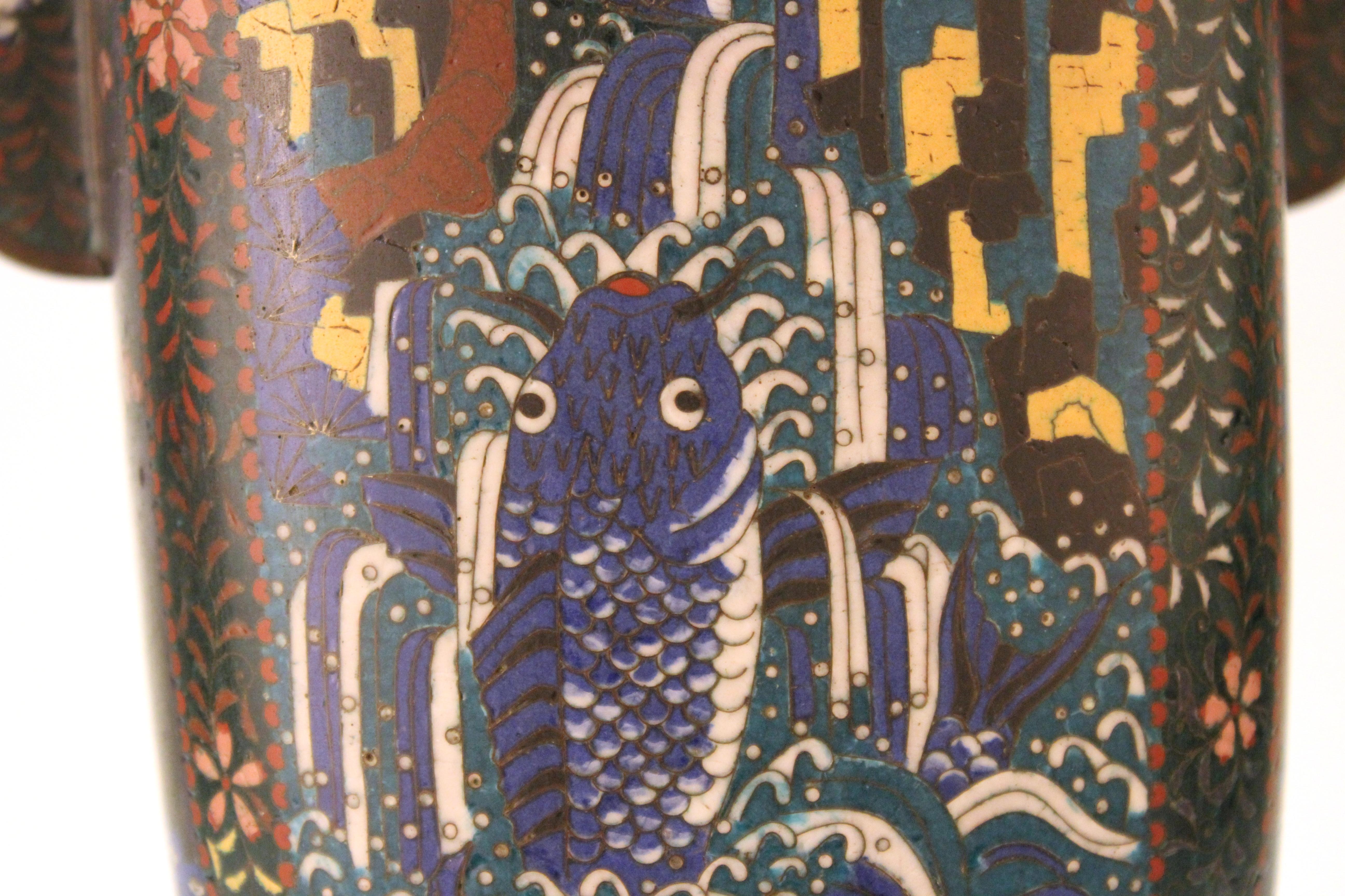 Cloisonné-Vase aus der späten Meiji-Periode im Angebot 8