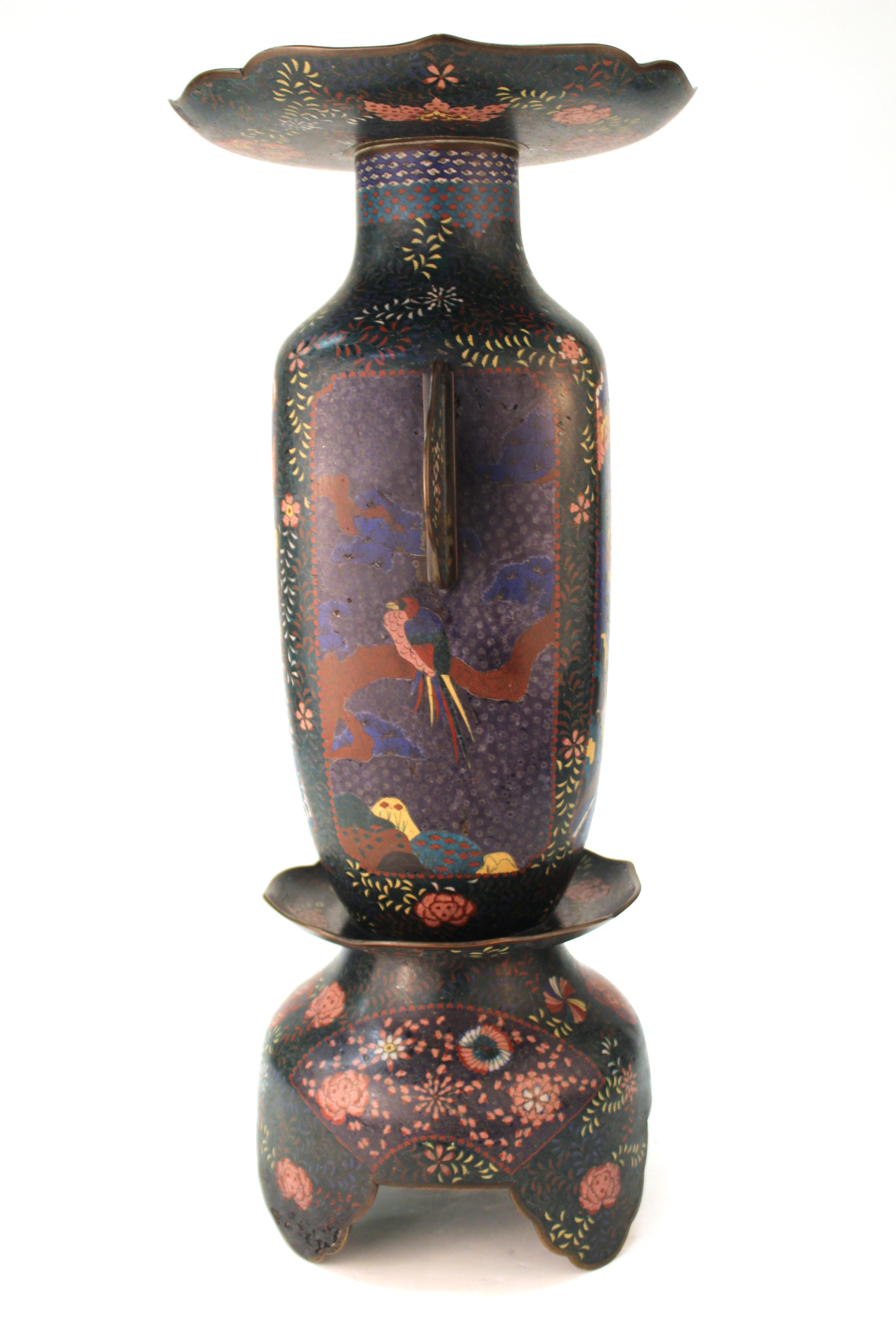 Cloisonné-Vase aus der späten Meiji-Periode (Metall) im Angebot