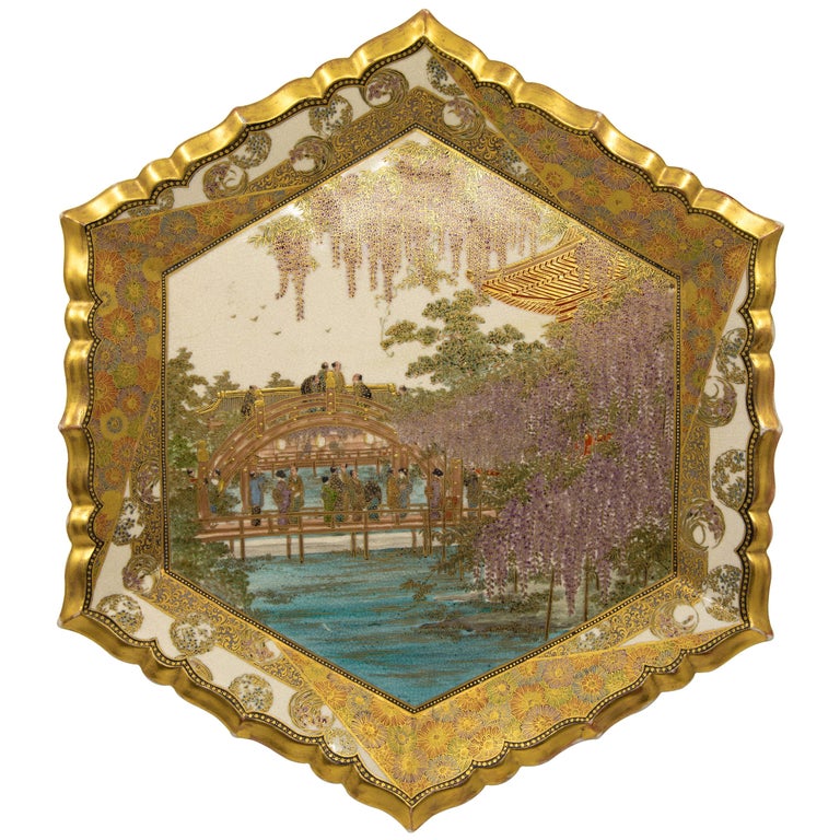 Late Meiji Period Hozan Signed Satsuma Charger For Sale