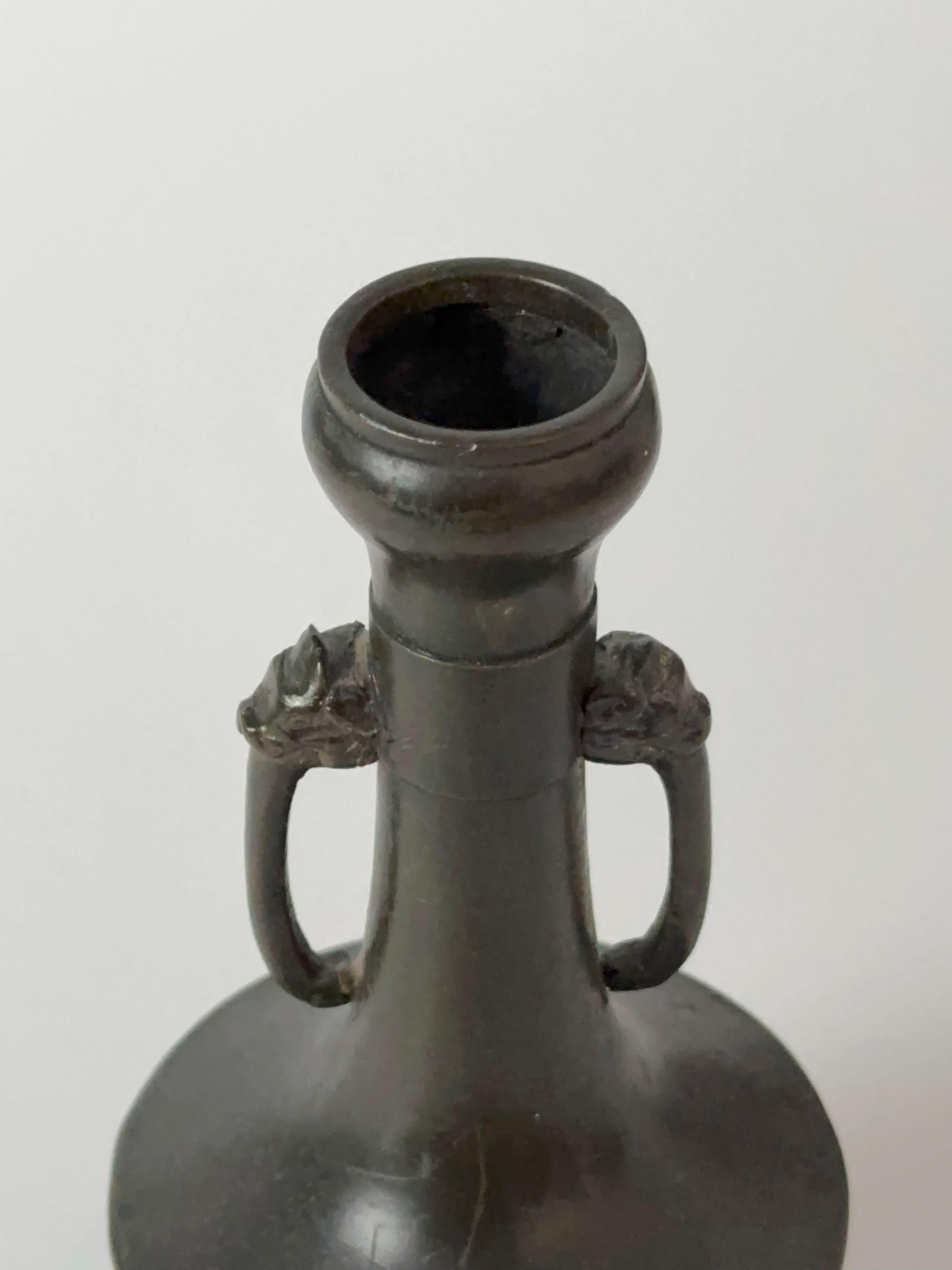 Late Meiji Period Japanese Bronze Bud Vase For Sale 4
