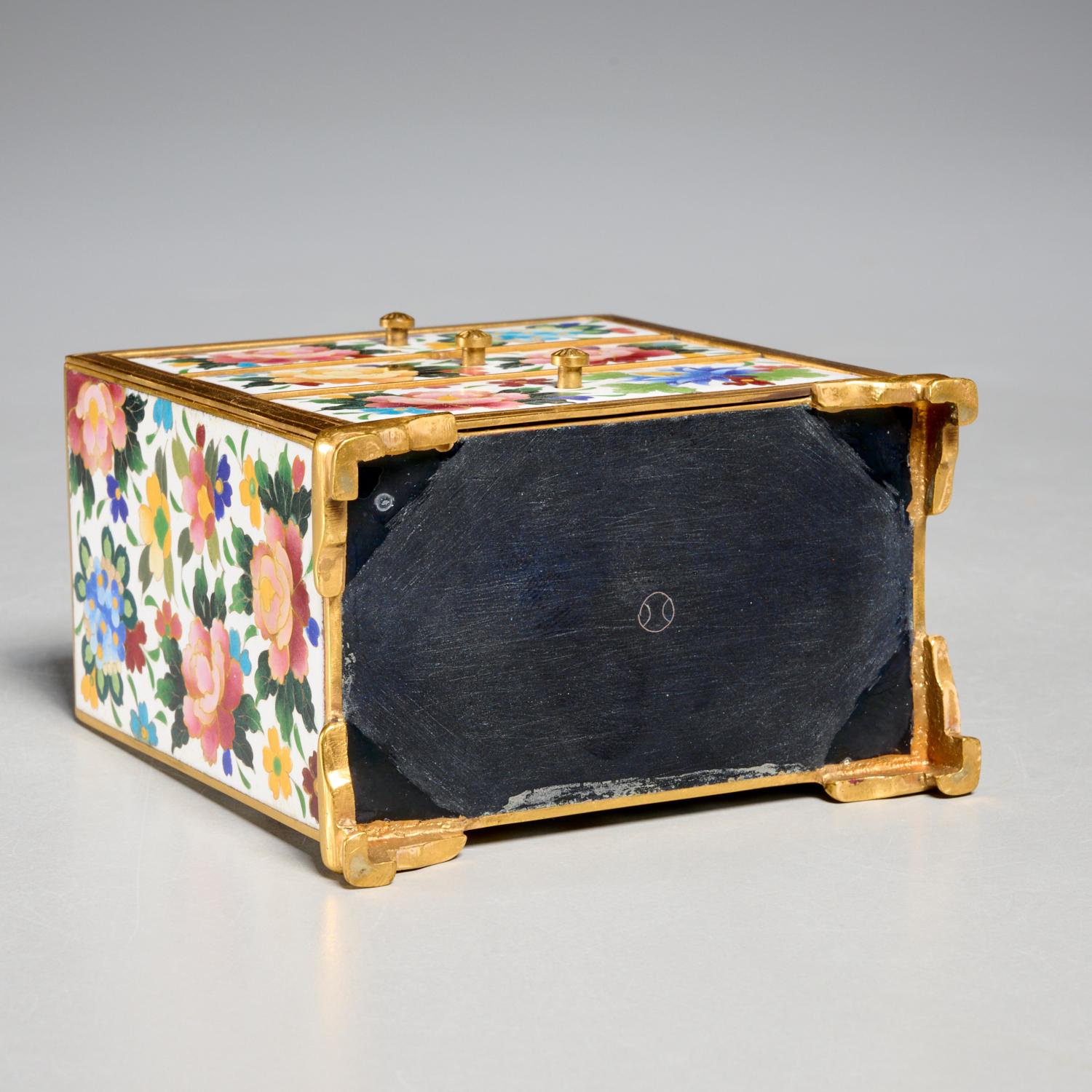 Metallo Cassettiera a 3 cassetti in miniatura Cloisonné giapponese del tardo periodo Meji di Inaba Nanaho in vendita