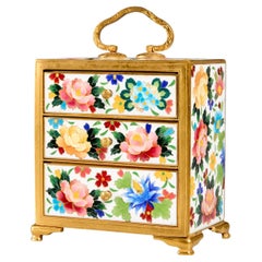 Late Meji Period Japanese Cloisonné Miniature 3 Drawer Chest by Inaba Nanaho