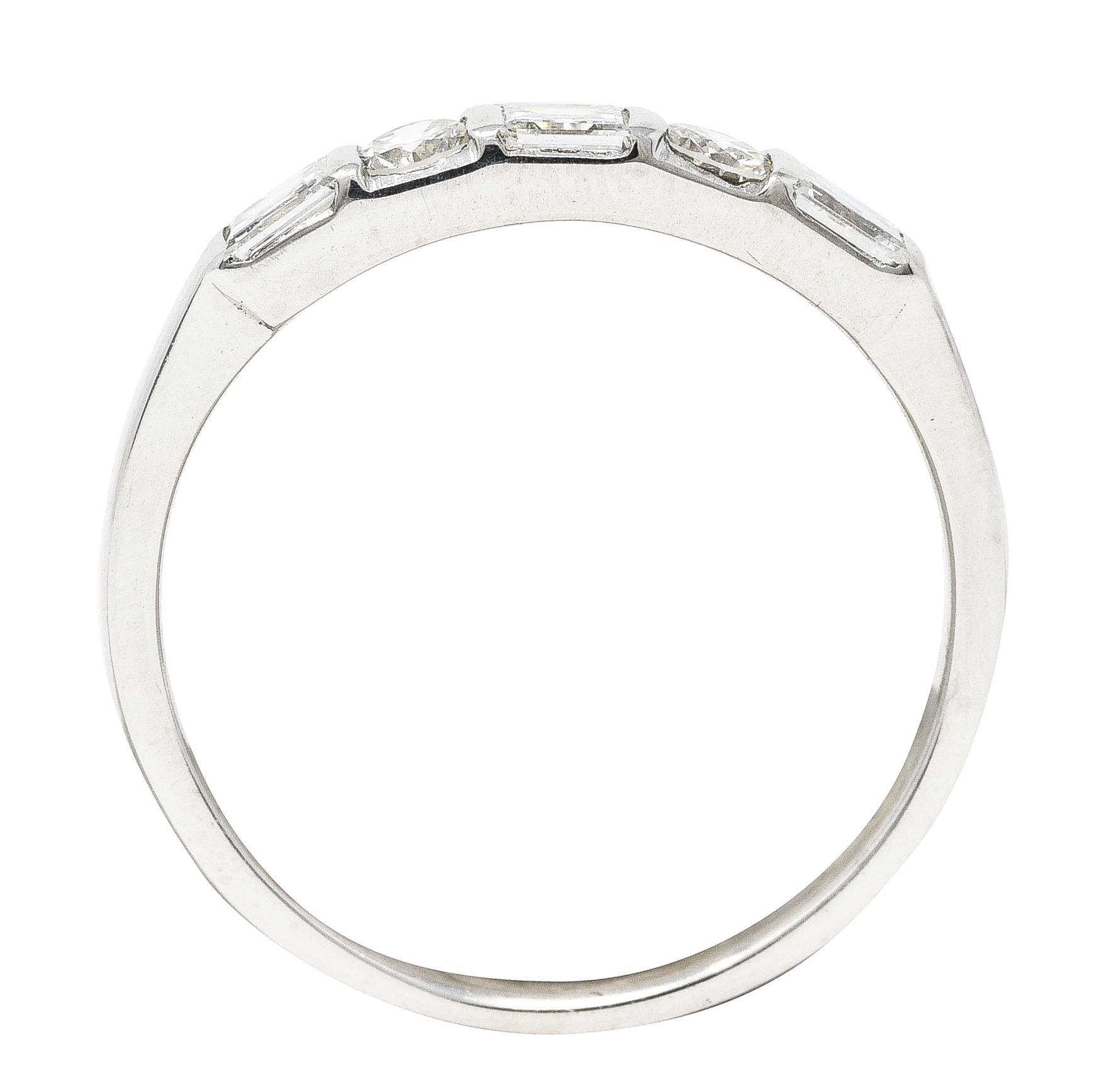 Late Mid-Century 0.70 Carat Diamond Platinum Band Ring 3