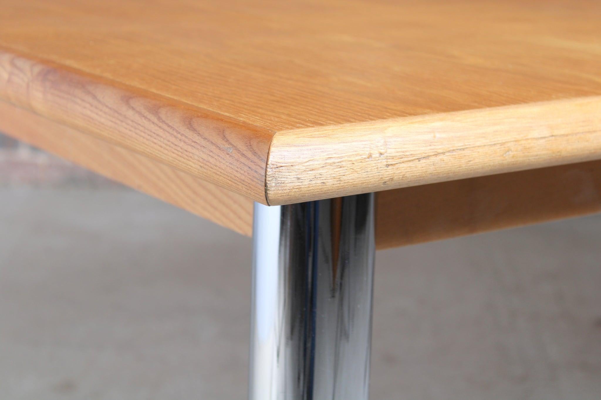 20th Century Late Mid-Century Marcel Breuer-Style Beech and Chrome Dining Table in 1982