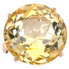 Anello da cocktail in oro giallo 14 carati da 14,56 carati, in stile tardo metà del secolo scorso