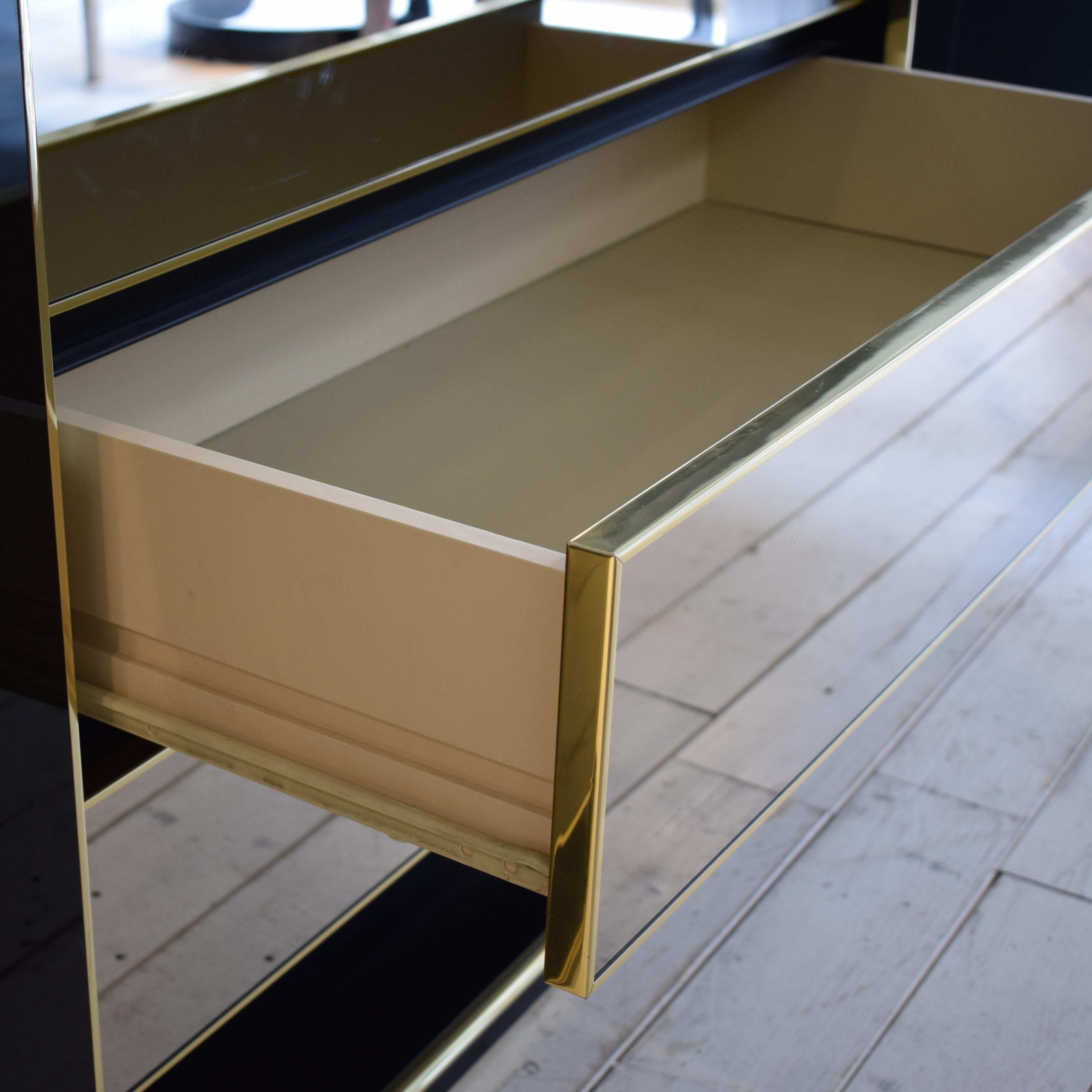 Late Mid-Century Modern Italian Black Lacquered and Brass Sideboard, circa 1980 10