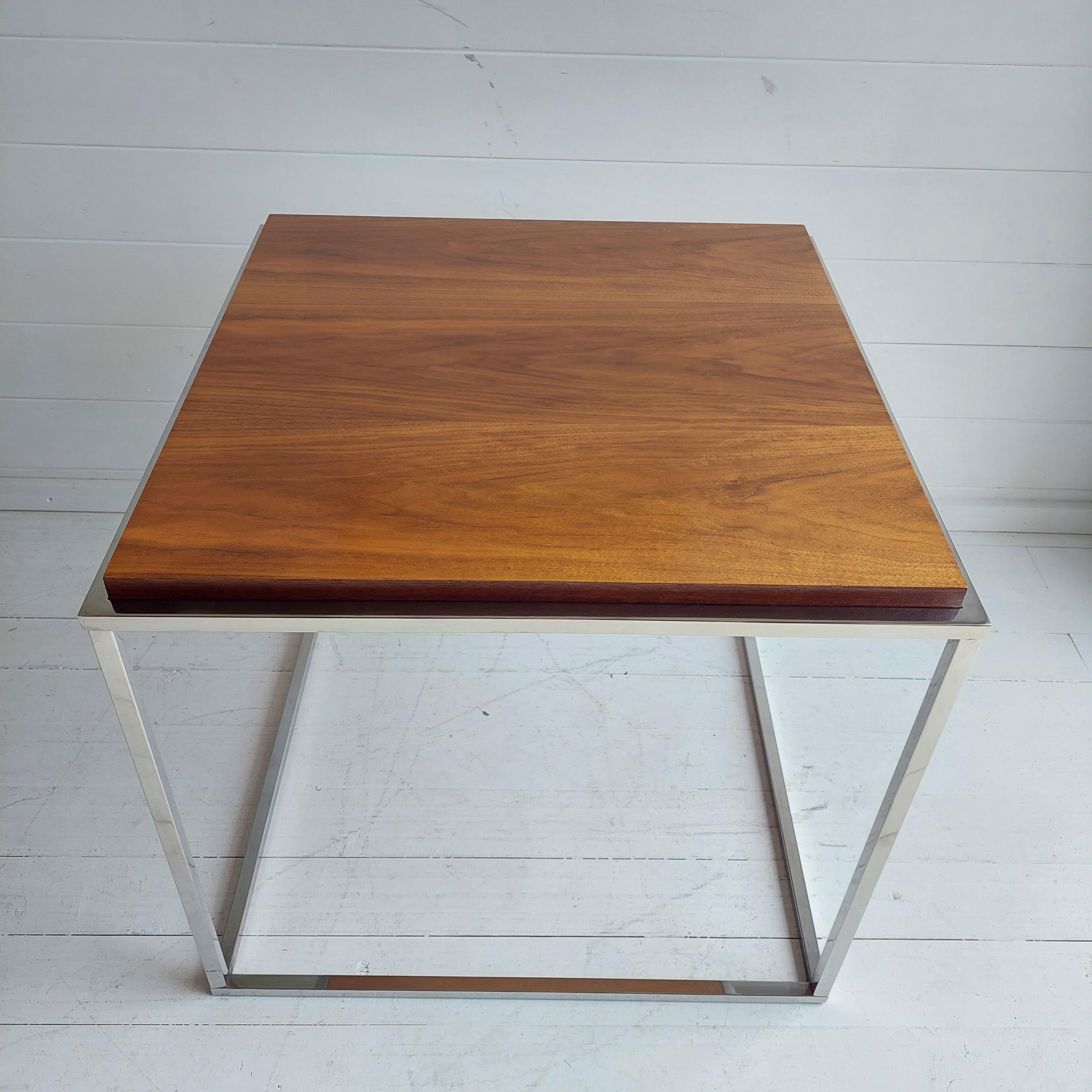 Late Mid century modernist Teak And Chrome  Cube Coffee end occasional Table 6