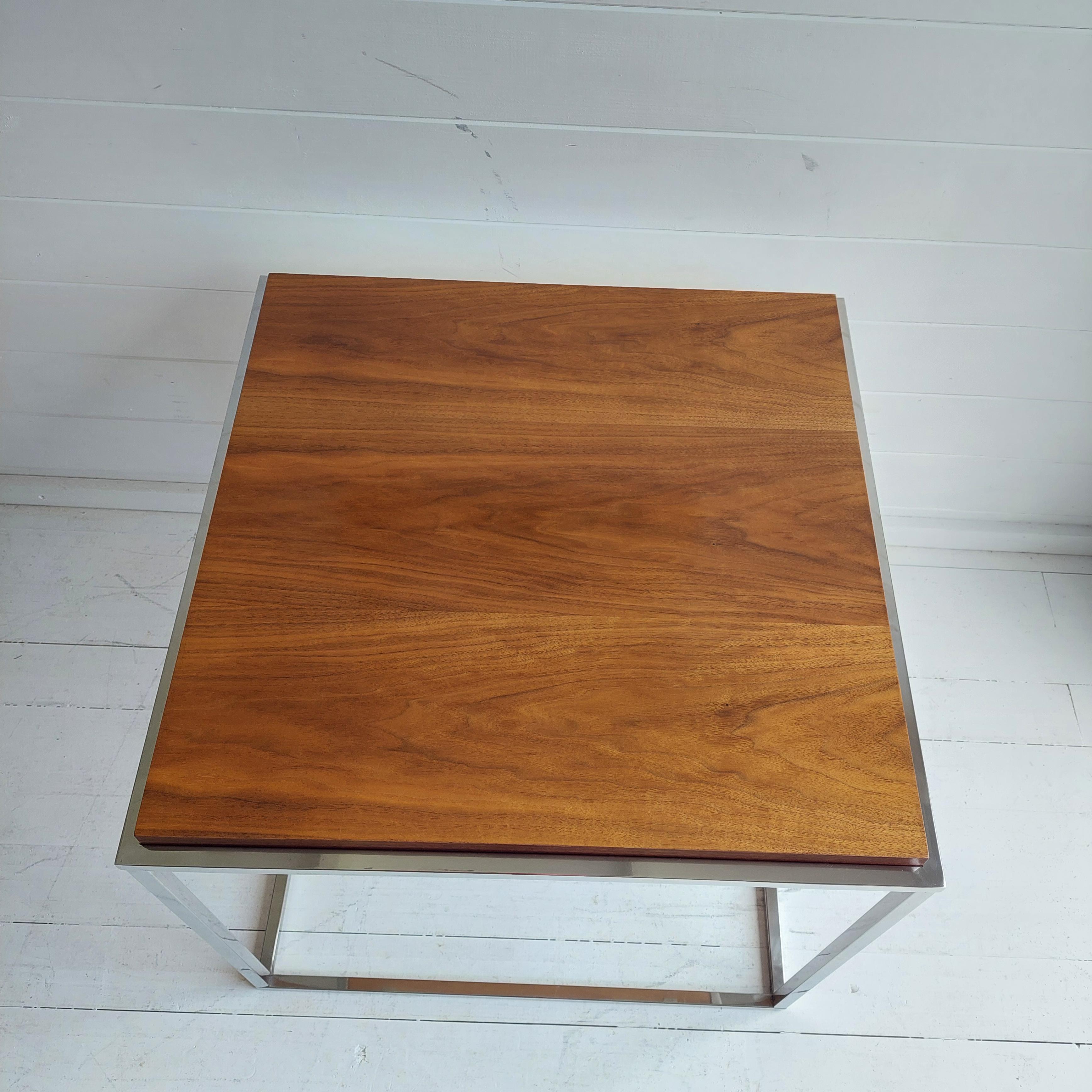 Late Mid century modernist Teak And Chrome  Cube Coffee end occasional Table 1