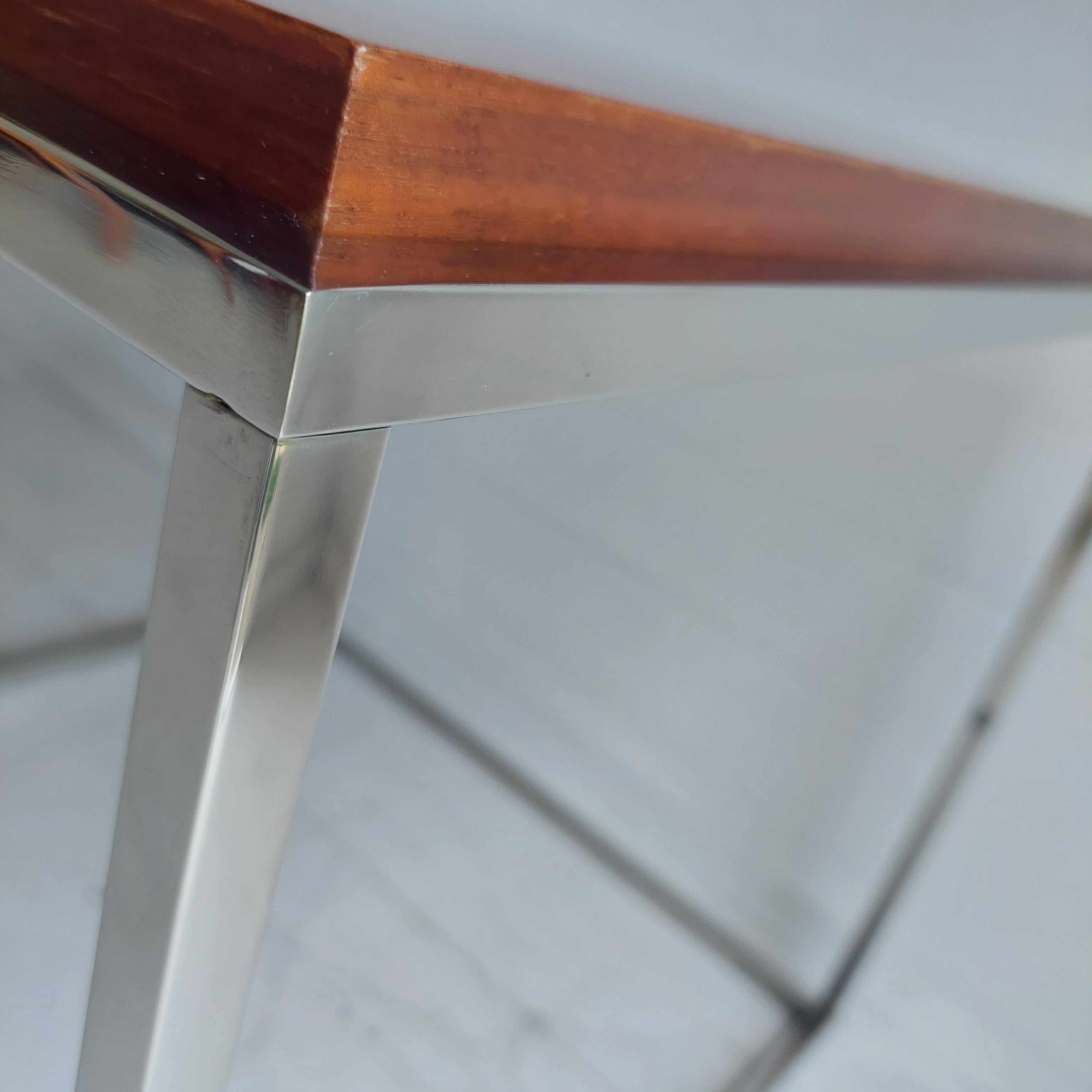 Late Mid century modernist Teak And Chrome  Cube Coffee end occasional Table 3