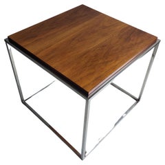 Teck et chrome moderniste de la fin du siècle dernier  Cube Coffee end occasional Table