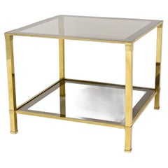 Mesa auxiliar de latón de finales de la Regencia de mediados de siglo, cristal ahumado, Italia ca. 1970