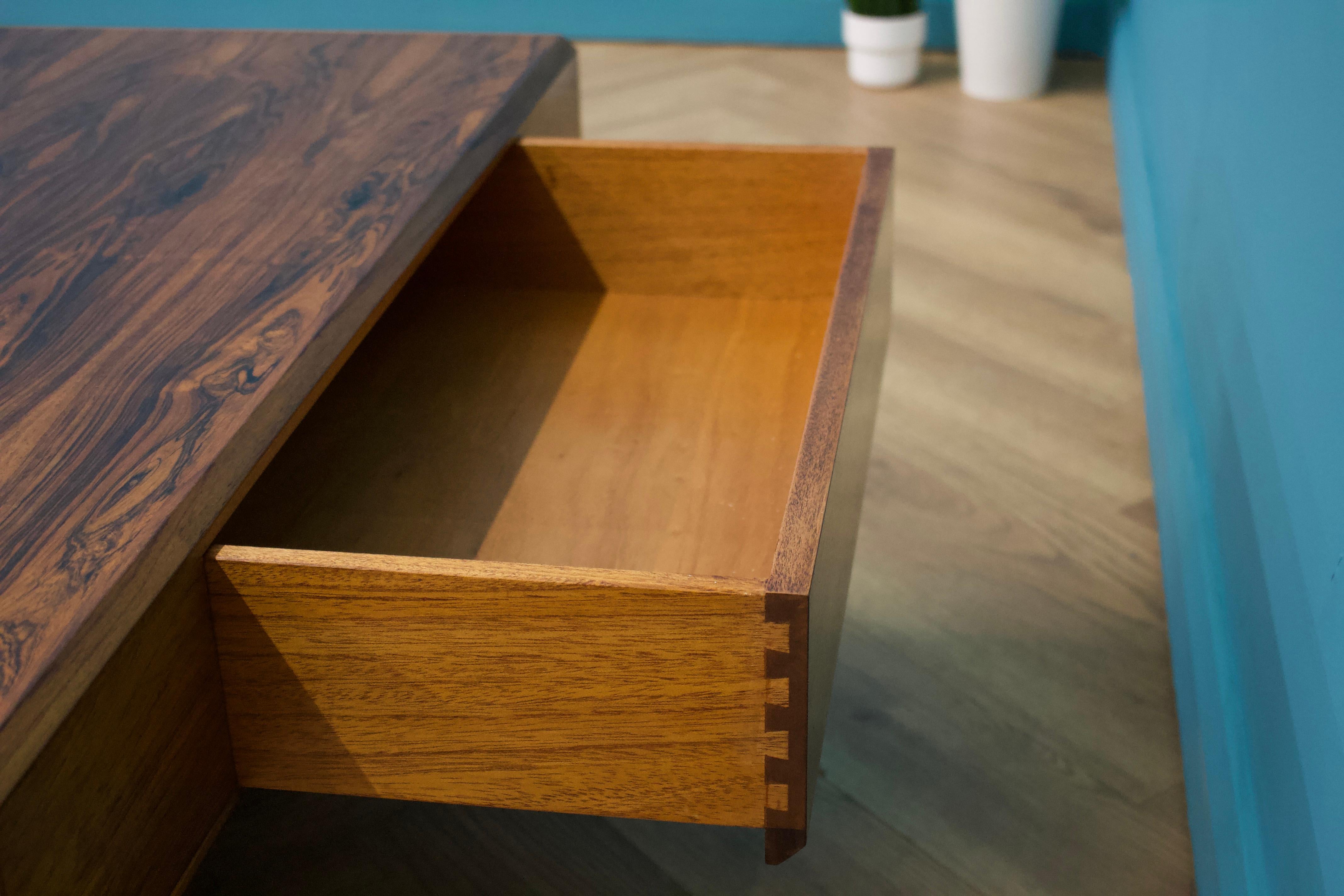 Late Mid Century Rosewood Square Coffee Table by Howard Keith for Heals, 1970s 4