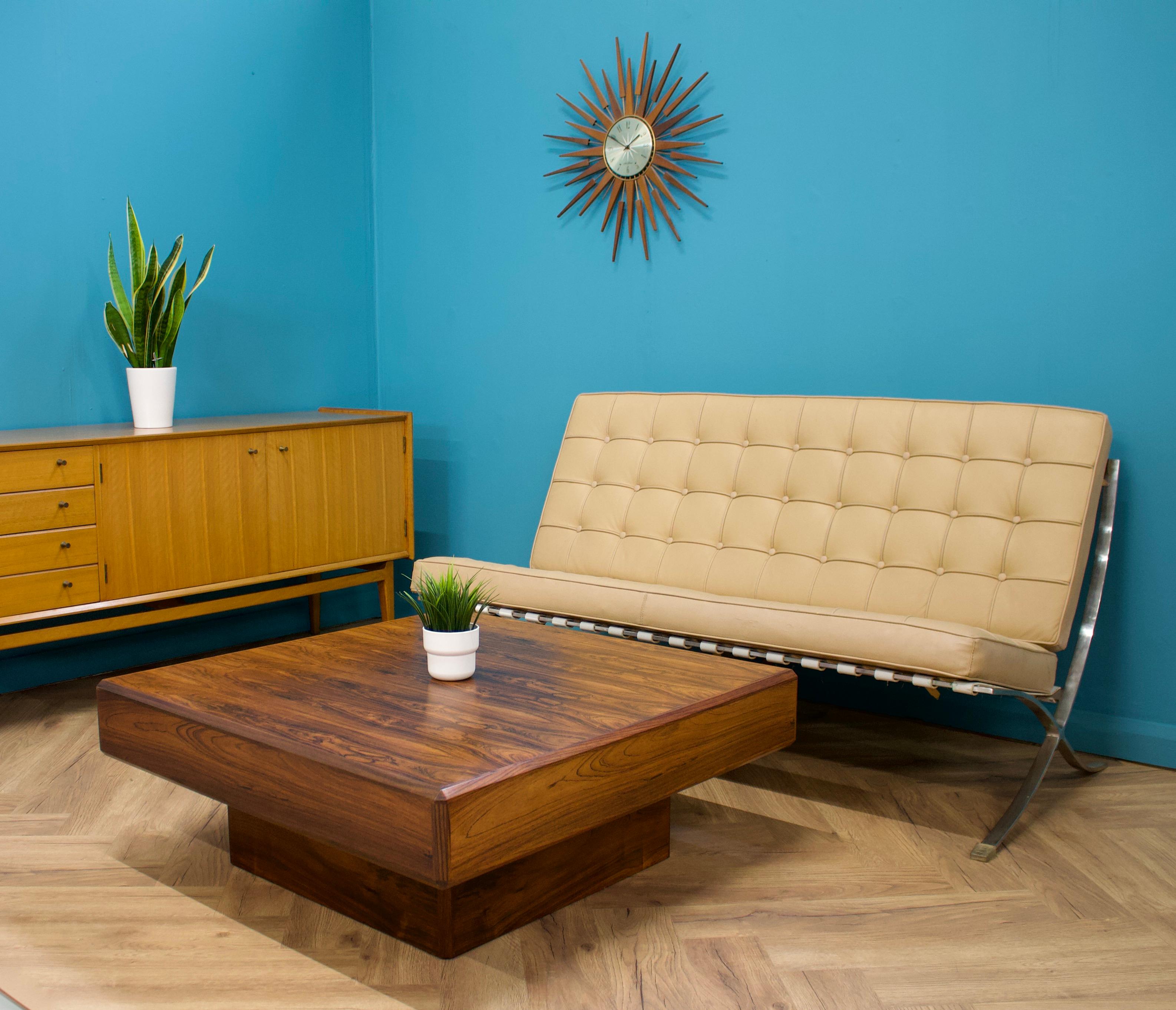 Mid-Century Modern Late Mid Century Rosewood Square Coffee Table by Howard Keith for Heals, 1970s
