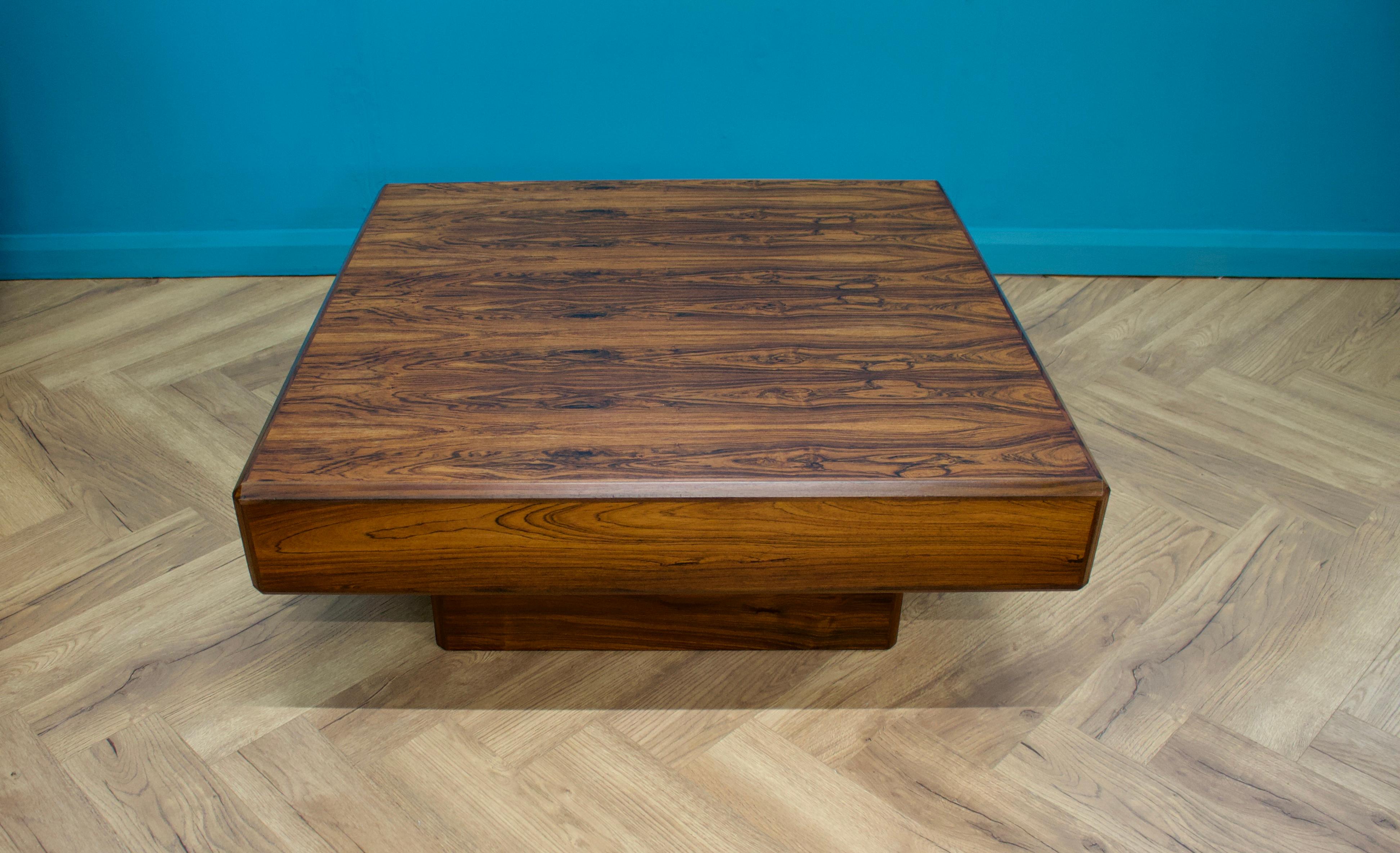 British Late Mid Century Rosewood Square Coffee Table by Howard Keith for Heals, 1970s