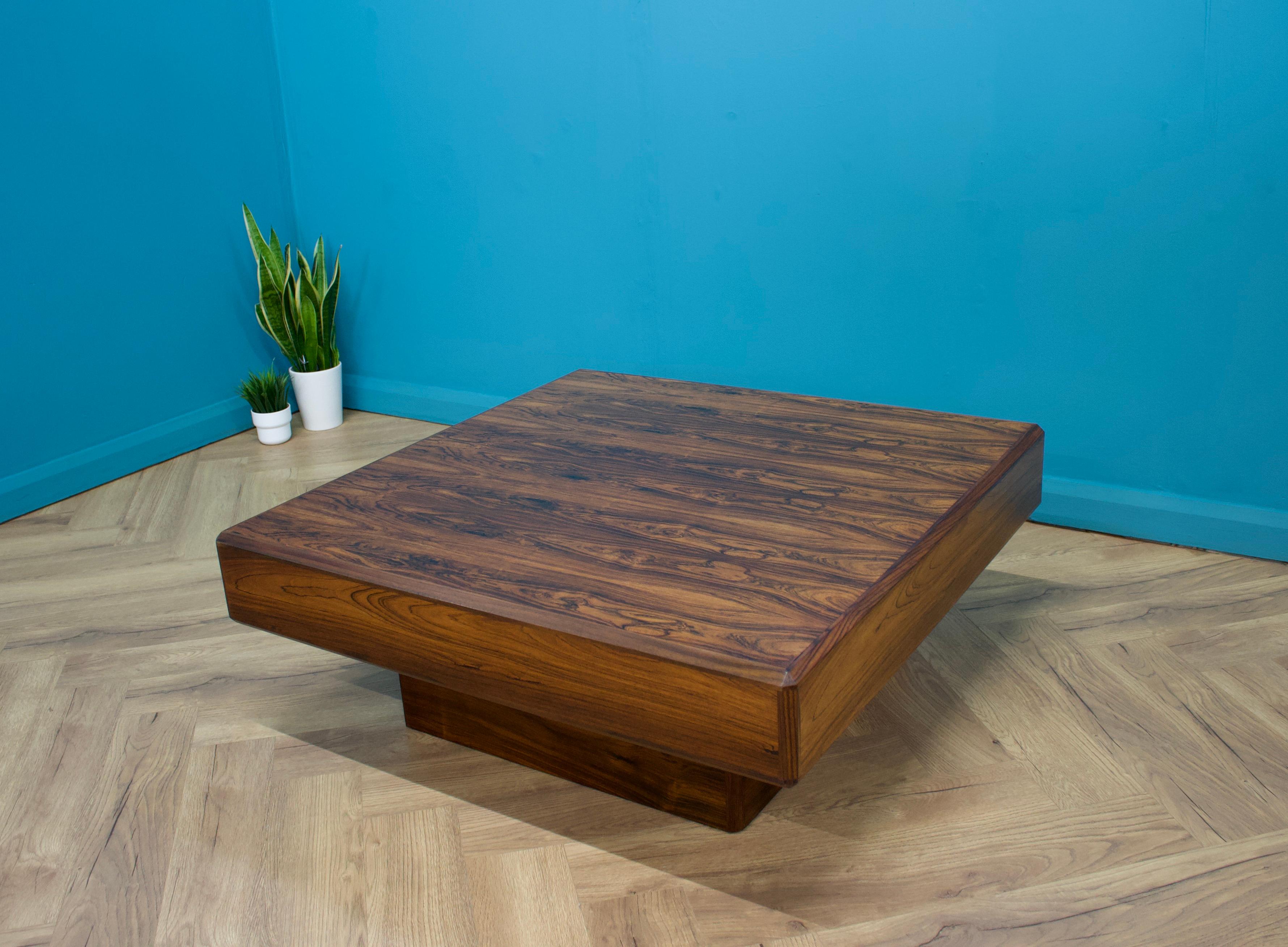 Veneer Late Mid Century Rosewood Square Coffee Table by Howard Keith for Heals, 1970s