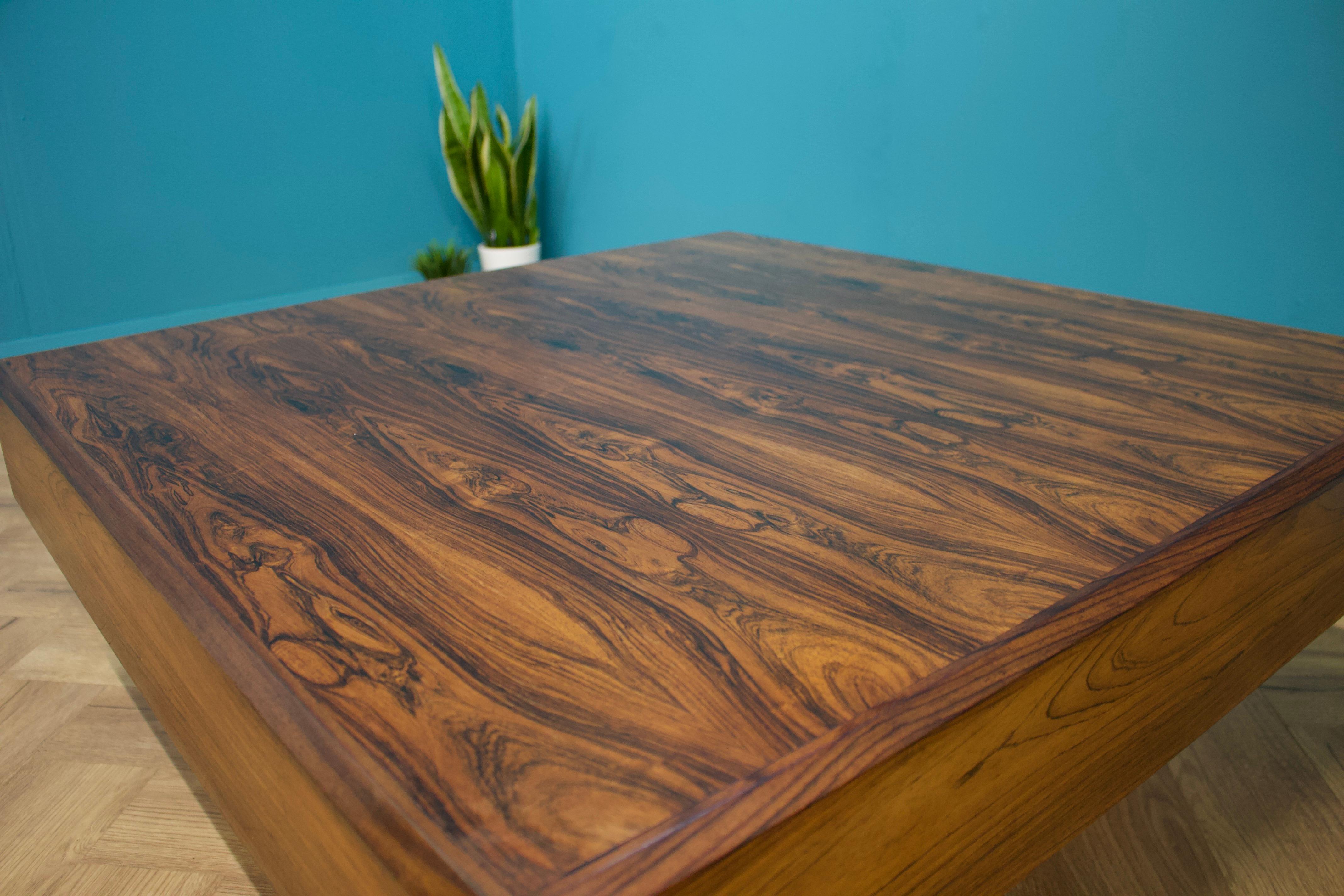 Late Mid Century Rosewood Square Coffee Table by Howard Keith for Heals, 1970s 1